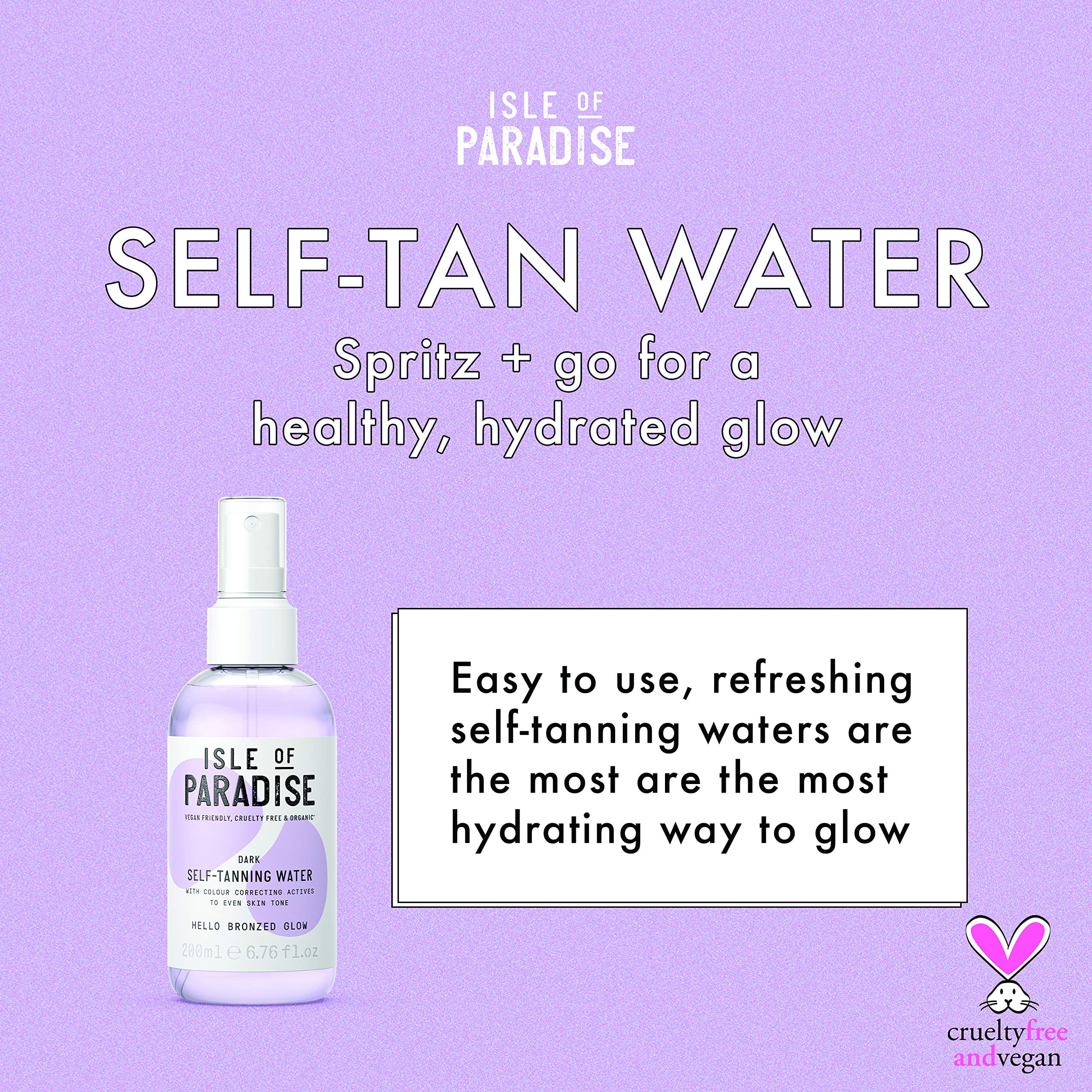 Isle of Paradise Hello Bronzed Glow Self Tanning Water, Streak-Free Radiant Finish (Dark, 6.76 oz) d1ugh