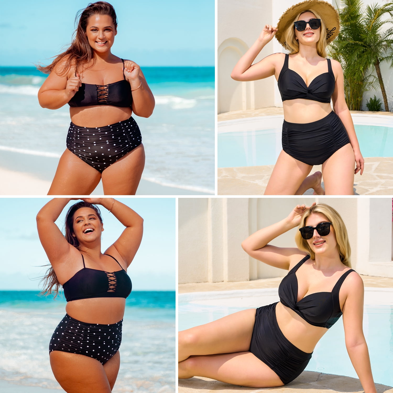 Relleciga Women's High Waisted Bikini Bottom Ruched Tummy Control Swimwear (Black, Small) ybqdi