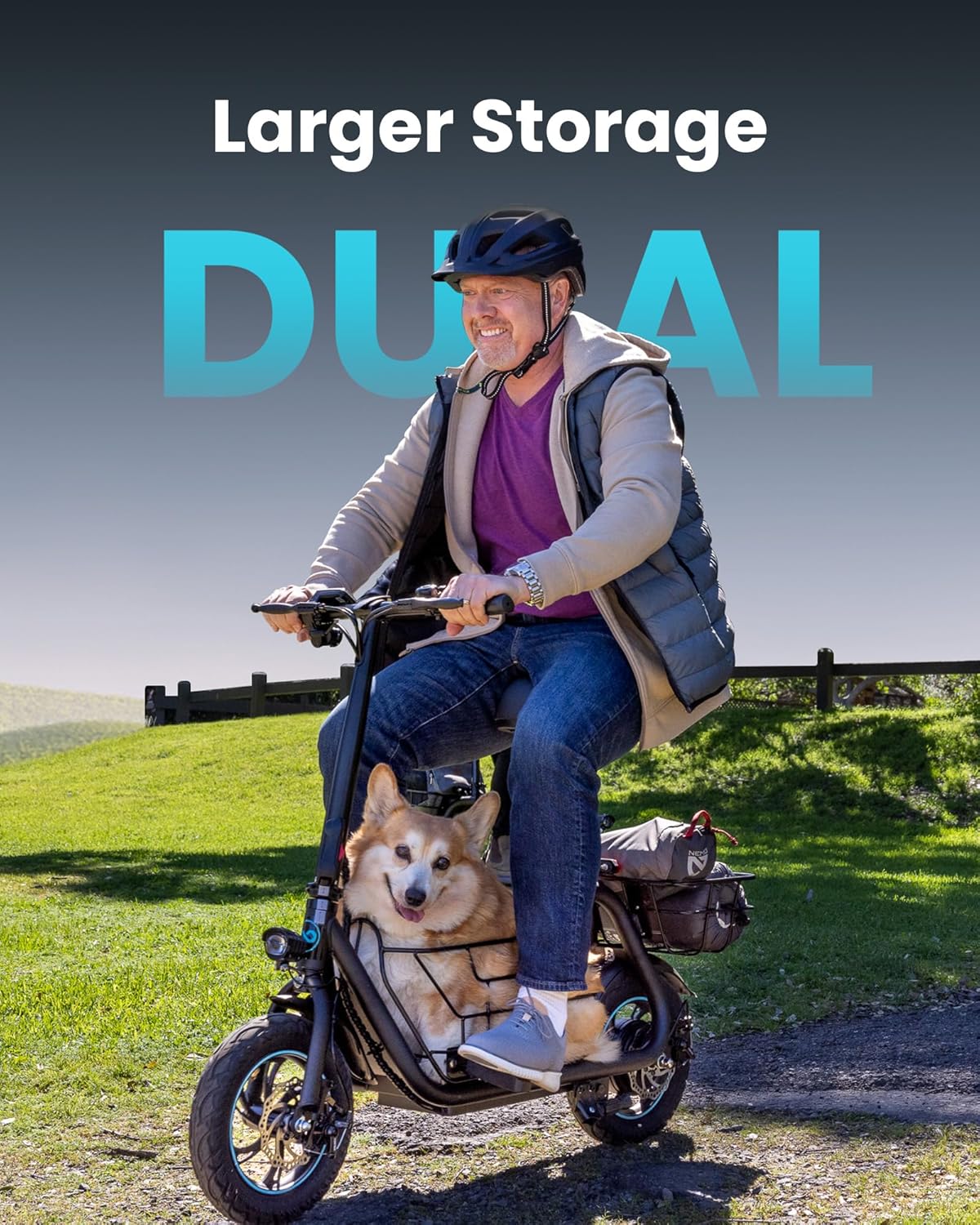 GYROOR Electric Scooter for Adults with Pet Basket, 550W Motor, 19 MPH, 20 Mile Range, Foldable Commuter E-Scooter with Seat (Black) 3xv89