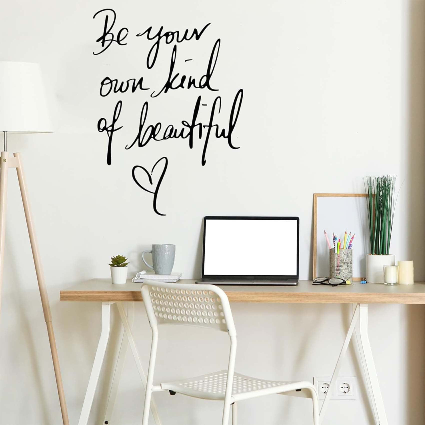 thovorrnl Inspirational Wall Decals Peel and Stick, Be Your Own Kind of Beautiful Quote Wall Art Decor (Black, 15.75 in x 21.65 in) ufwep