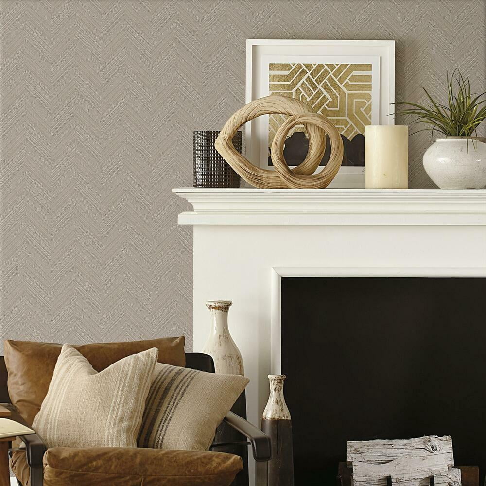 RoomMates Herringbone Weave Peel and Stick Wallpaper (Beige, 28.29 sq ft) 0rw7g