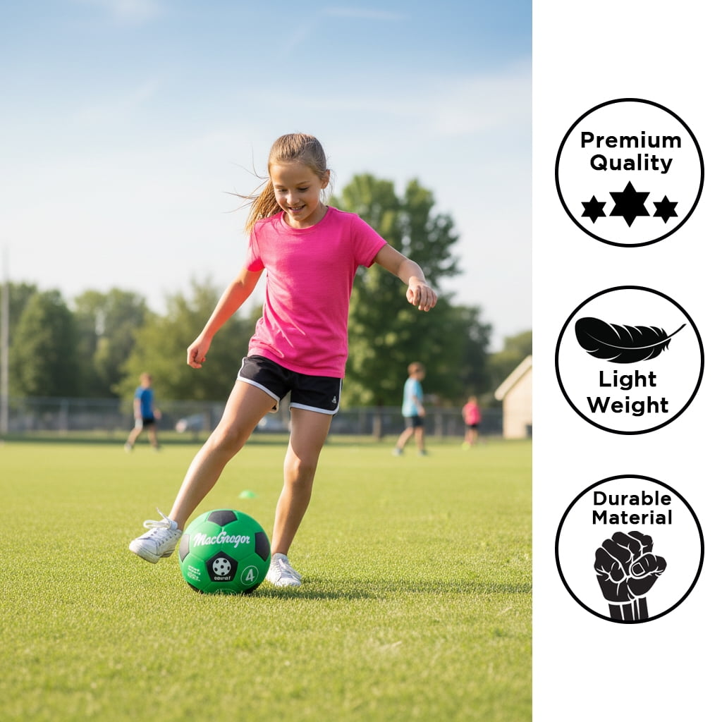 MacGregor Rubber Soccer Ball Durable Training Equipment (Blue, Size 4) ot2ld