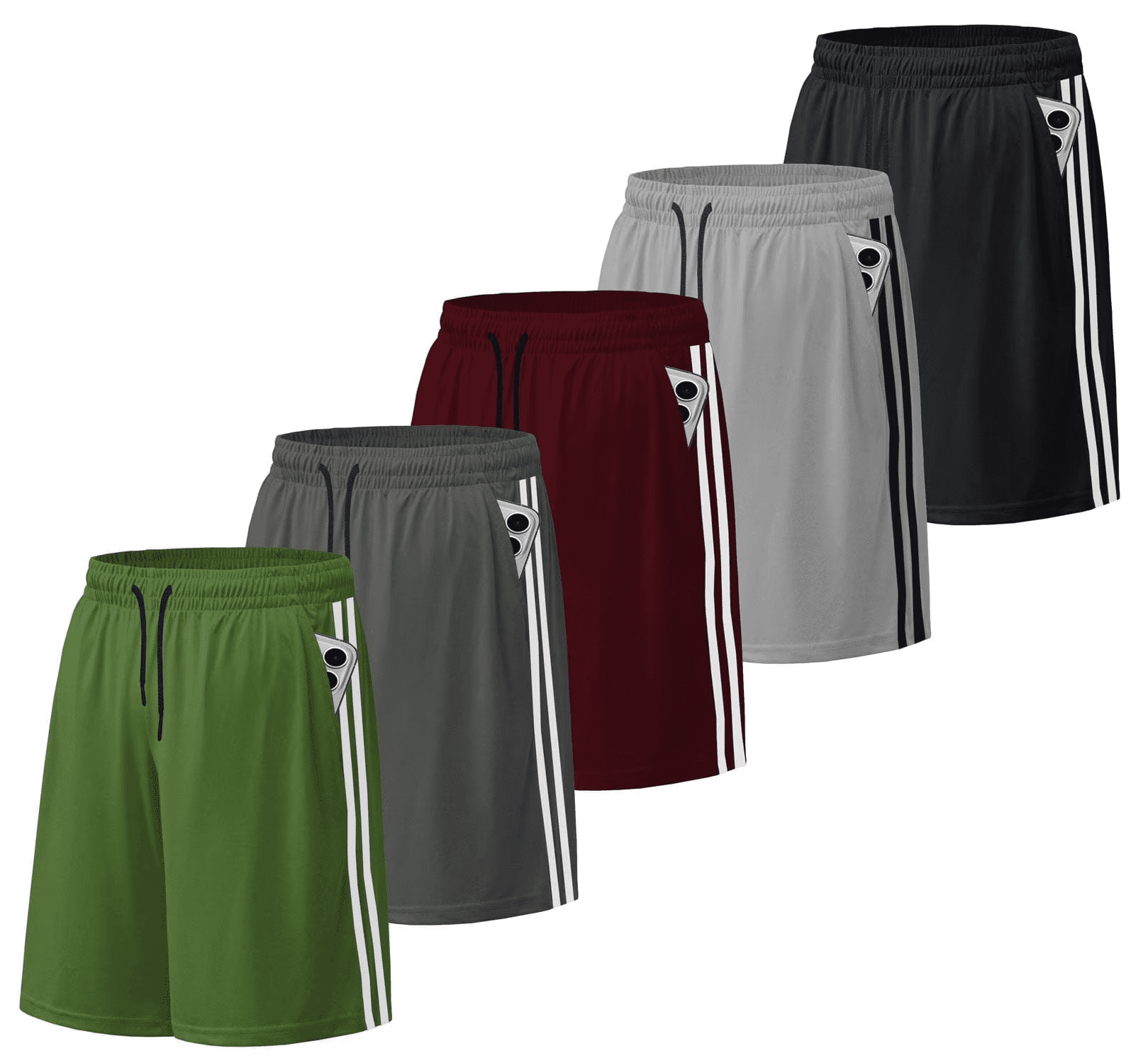 ASUDESIRE Men's Athletic Shorts with Pockets Quick Dry Workout Gym Basketball Shorts (Black, 5 Pack, 8 in Inseam) 375ng