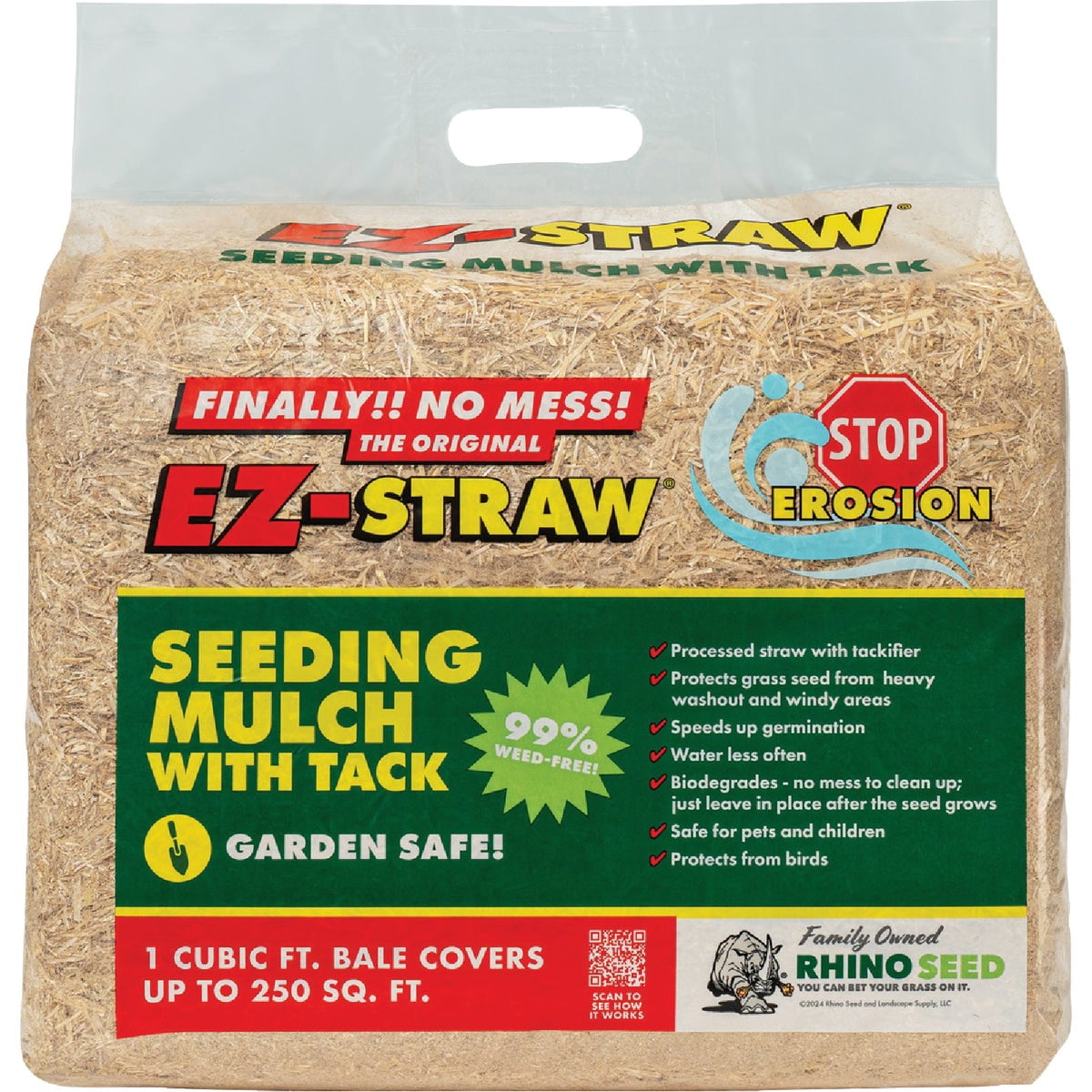 Rhino Outdoors EZ Straw Seeding Mulch for Lawn Care and Plant Growth (2 Pack) 98dt1