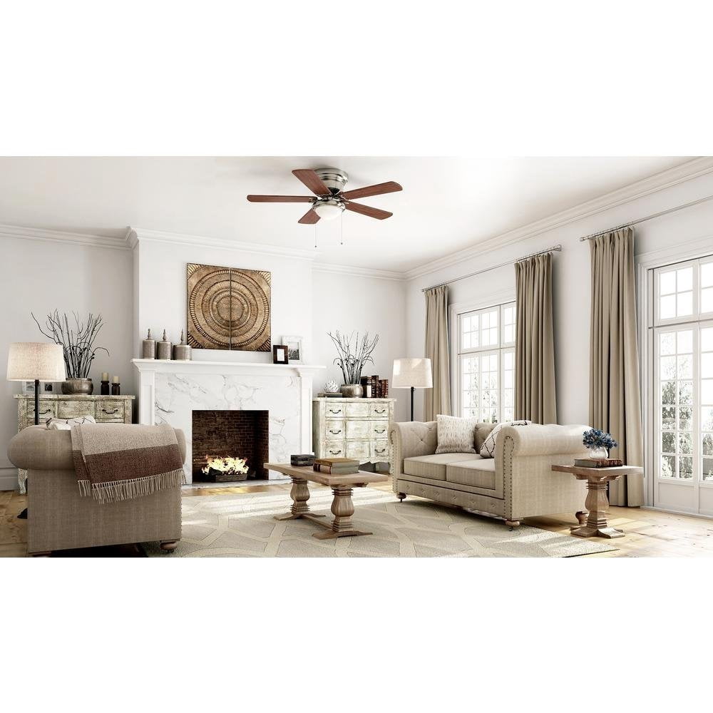 Hampton Bay Hugger Traditional LED Ceiling Fan (Brushed Nickel, 52 in) lp5uh