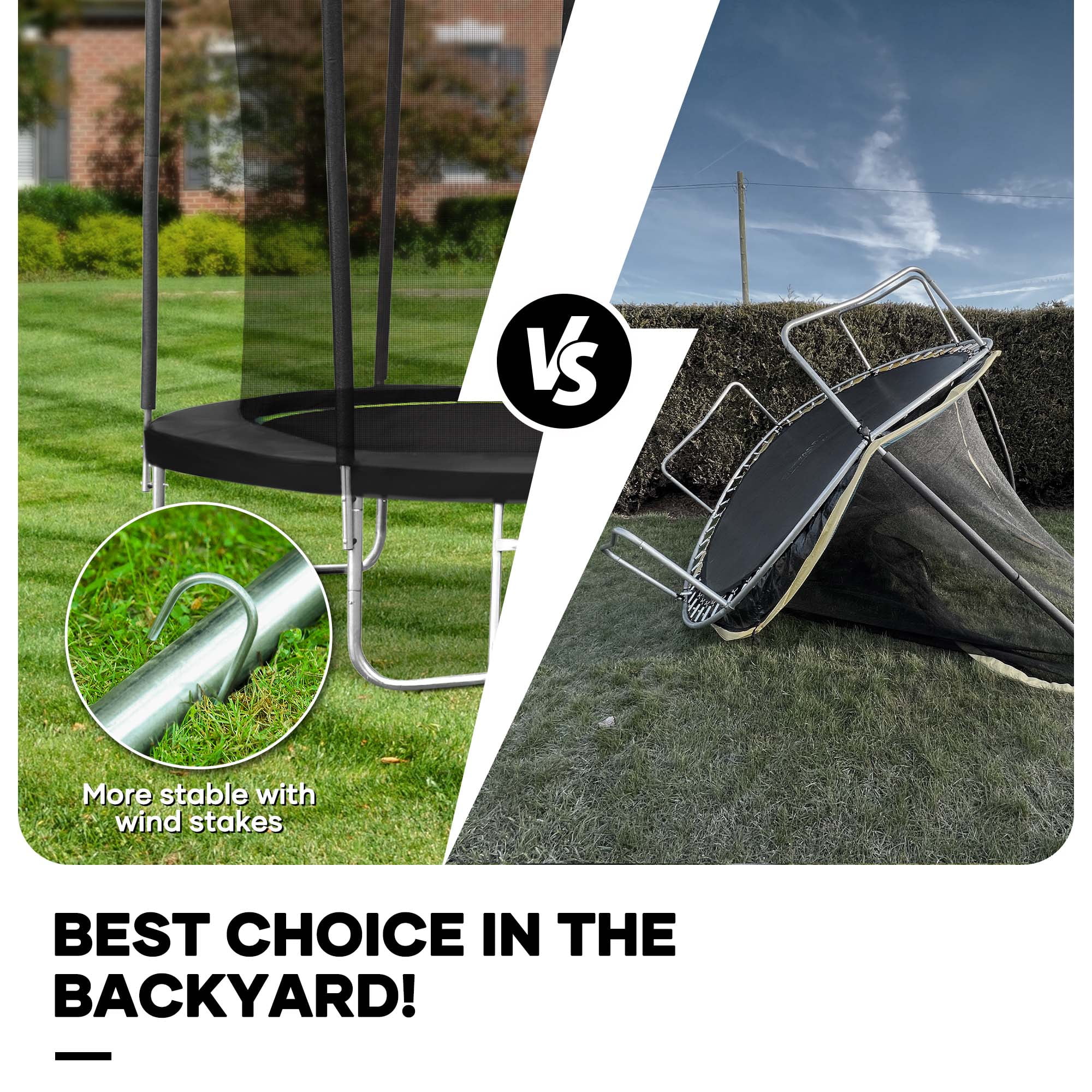 MARNUR 14 ft Outdoor Trampoline with Enclosure Net, Ladder, and Wind Stakes (330 lb Capacity) lzl8t