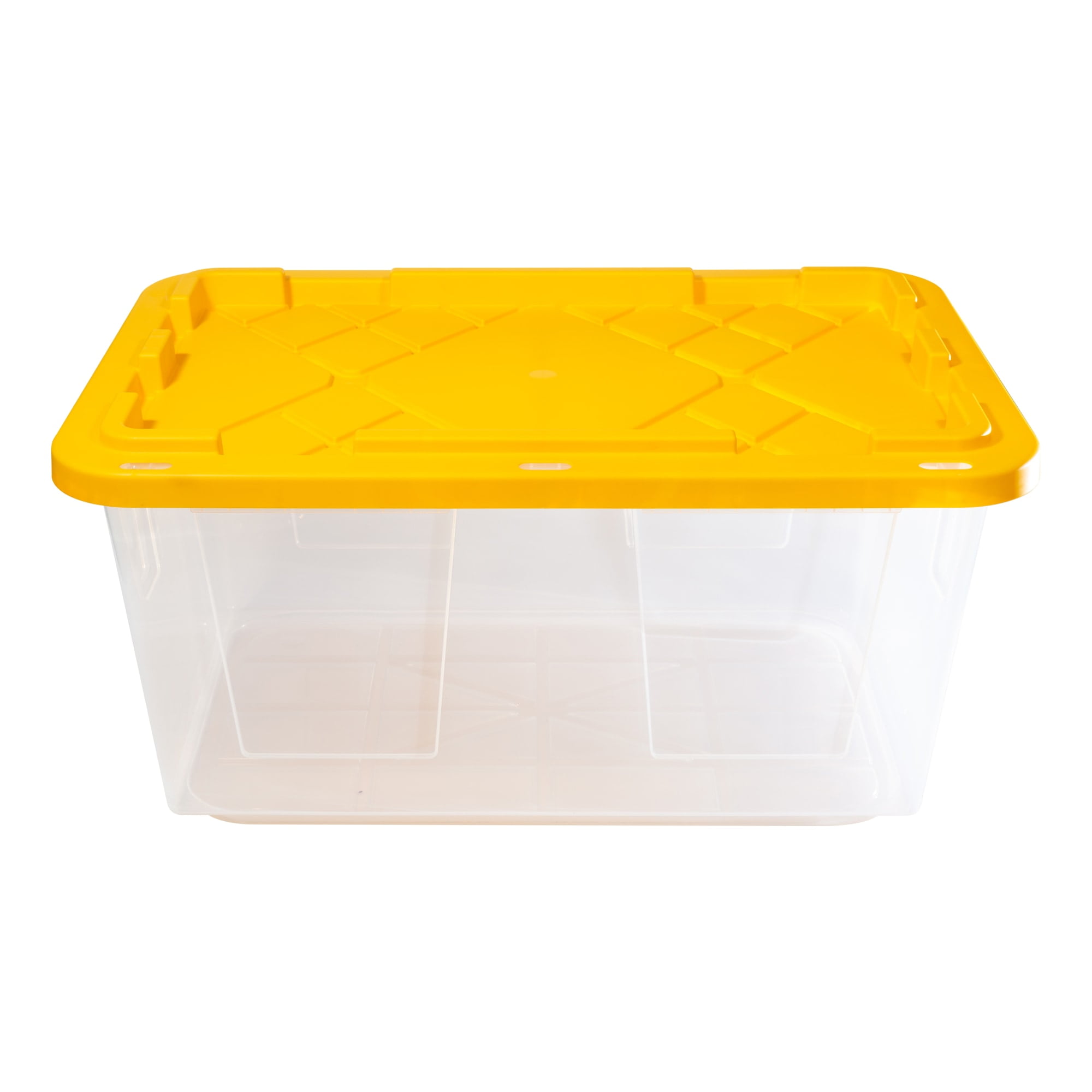 Greenmade Professional Heavy-Duty Storage Totes with Snap-Tight Lids (Clear/Yellow, 27 Gallon, 4-Pack) 0nxyd