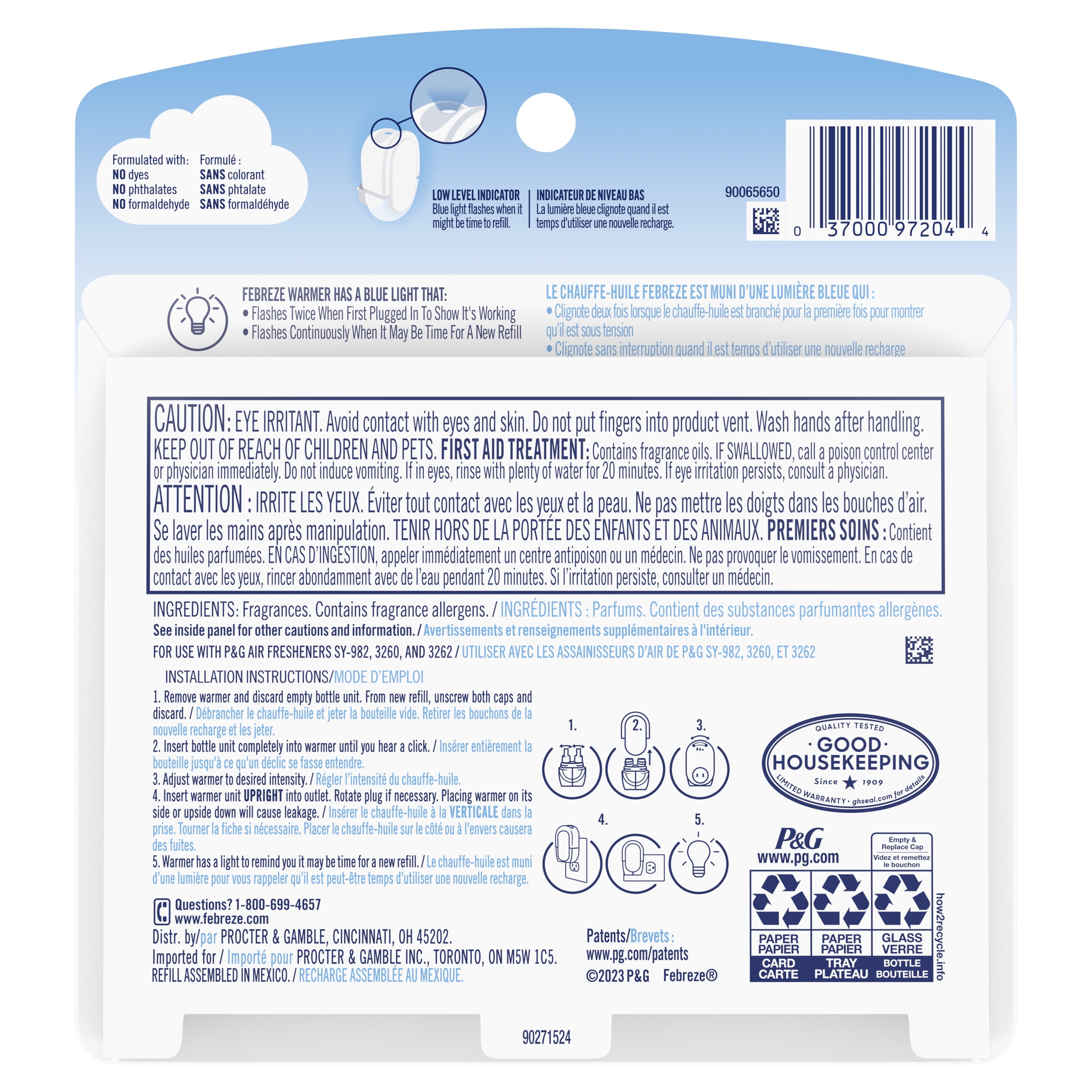 Febreze Fade Defy Plug In Air Freshener Refill, Odor-Fighting Scented Oil, Gain Moonlight Breeze (2 Pack, 0.87 fl oz each) 3gcb7