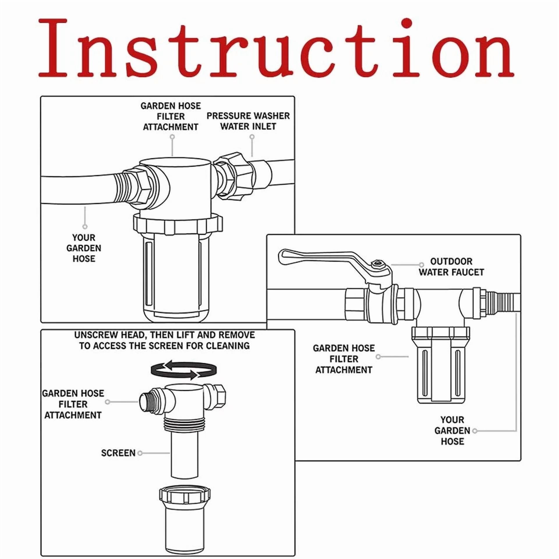 Purely Elizabeth Garden Hose Inlet Filter (Inline Water Pressure Washer Sediment Filter, 0.75 in) ofl5v