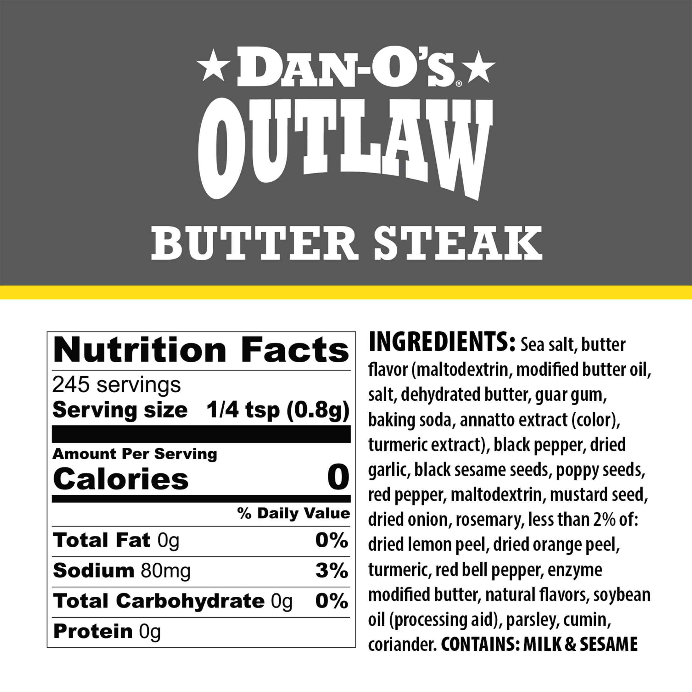 Dan-O’s Seasoning Outlaw Butter Steak All Purpose Grilling Seasoning (6.9 oz) kzcwa