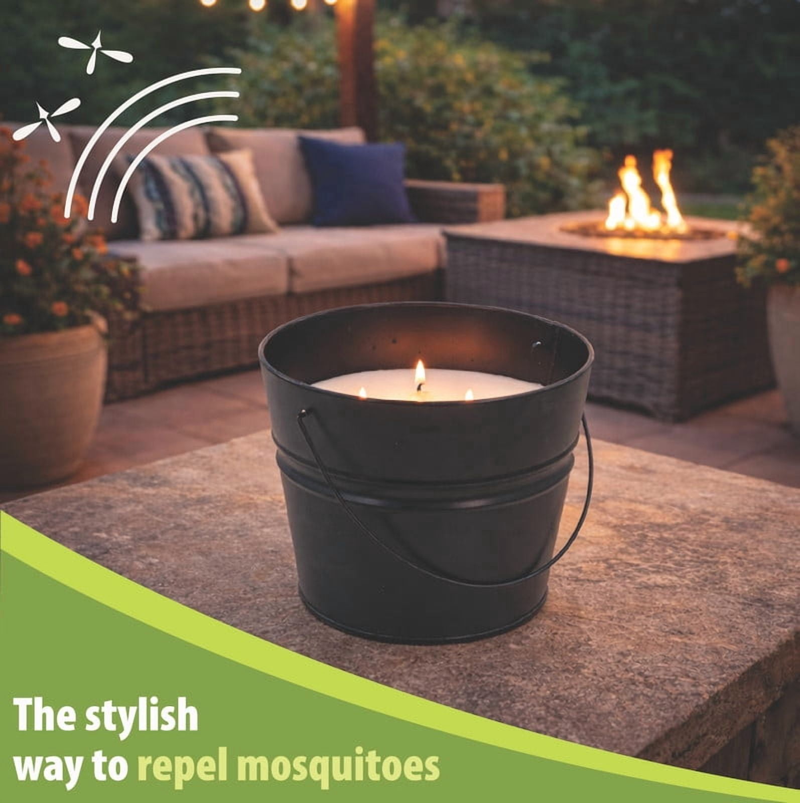 Mainstays Outdoor Citronella Candle Triple Wick Metal Bucket (Silver, 24 oz) 912g4