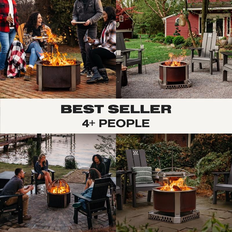 Breeo X Series 24 Smokeless Fire Pit, Heavy-Duty Corten Steel Outdoor Wood Burning Round Fire Pit (24 in. W x 14.75 in. H) w4jwp