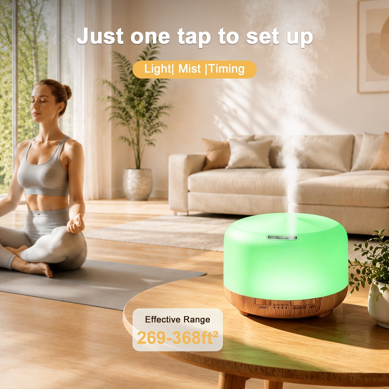 Fimilo Ultrasonic Aroma Diffuser and Essential Oil Set with Remote Control (Yellow, 16.91 fl oz) v1jaw
