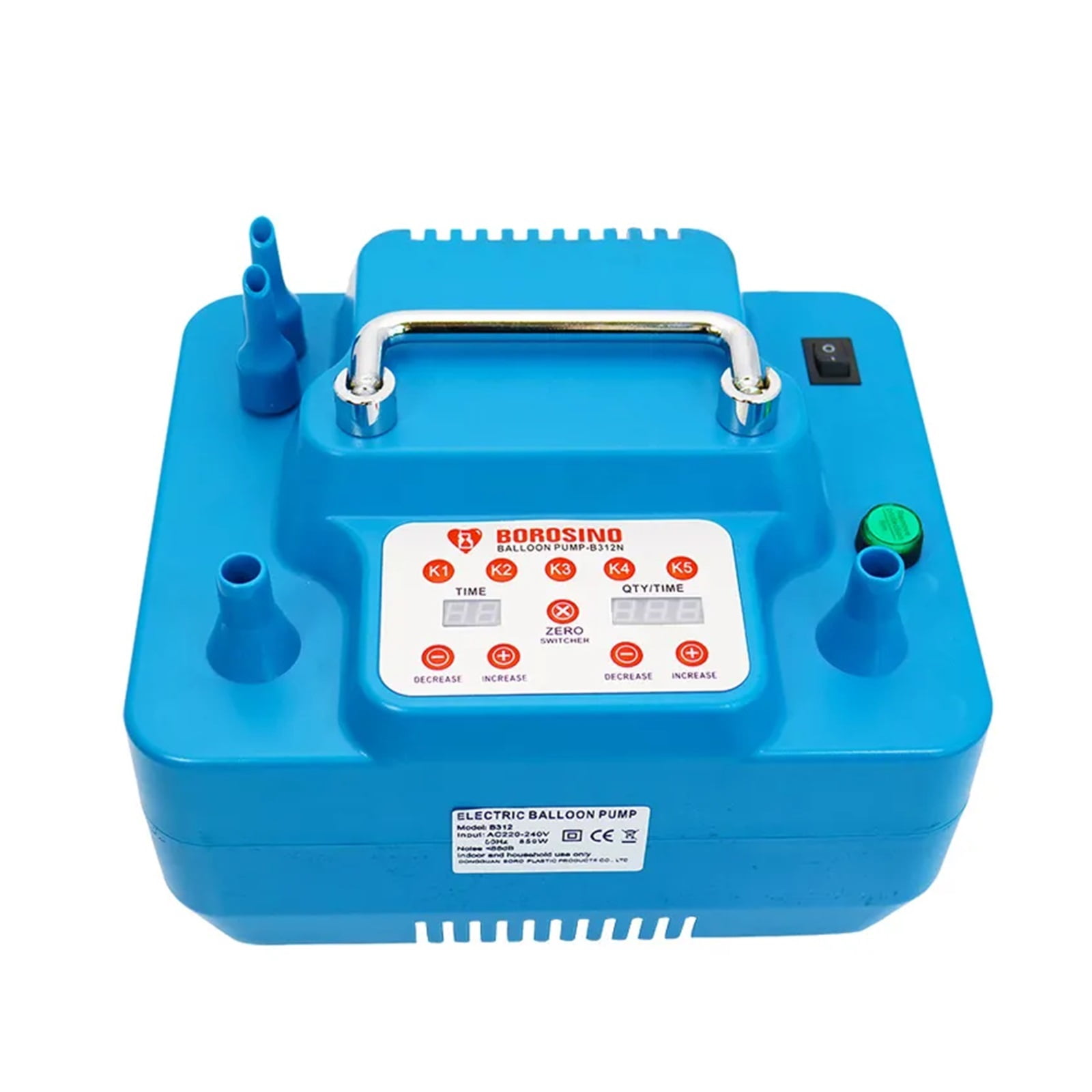 Eugene Color Electric Balloon Pump 1000W Professional Dual Nozzle Inflator with Timer and Foot Switch (1 Unit) elnbh