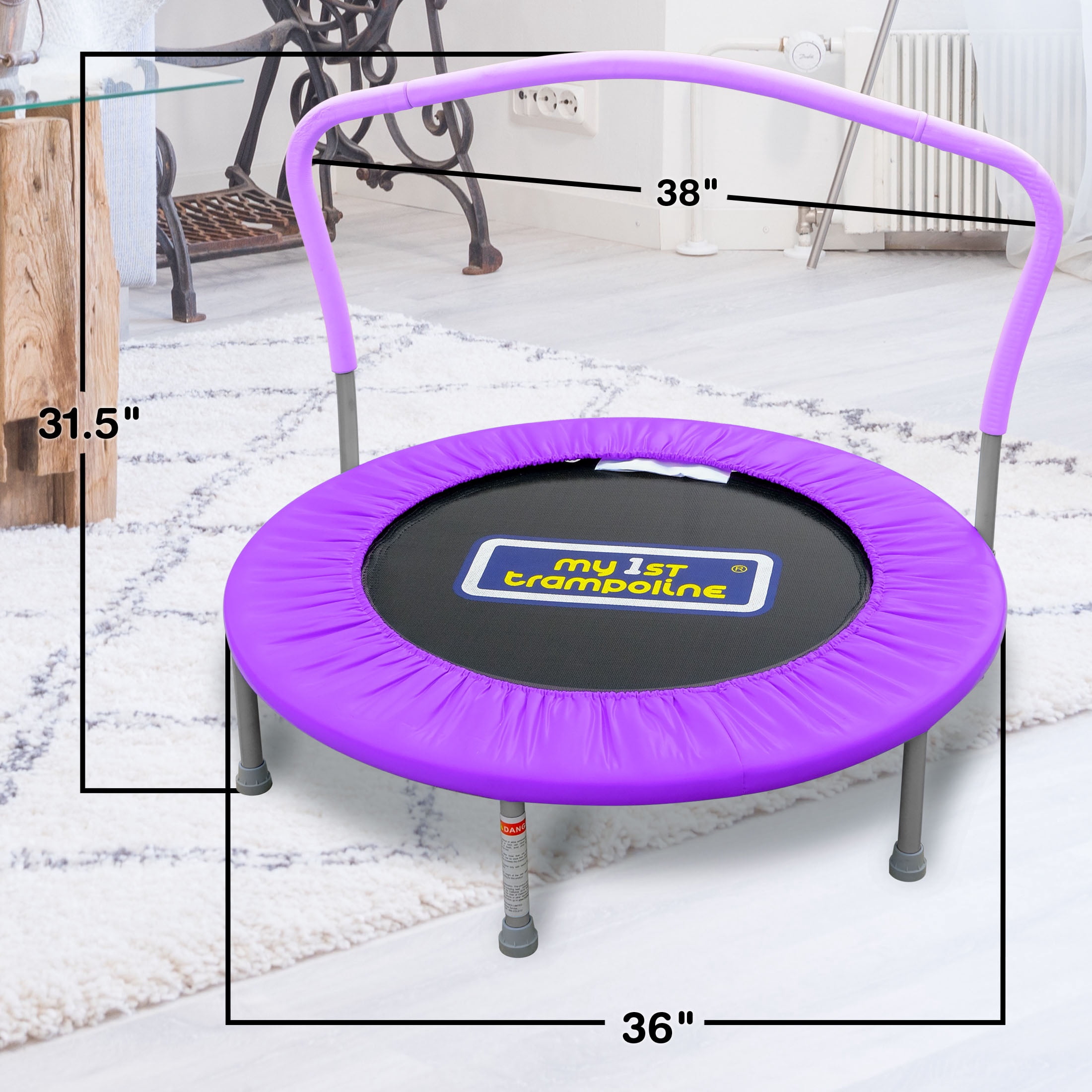 Bounce Pro My 1st Trampoline Indoor Outdoor Mini Rebounder with Padded Cover (Purple, 36 in) hkup4