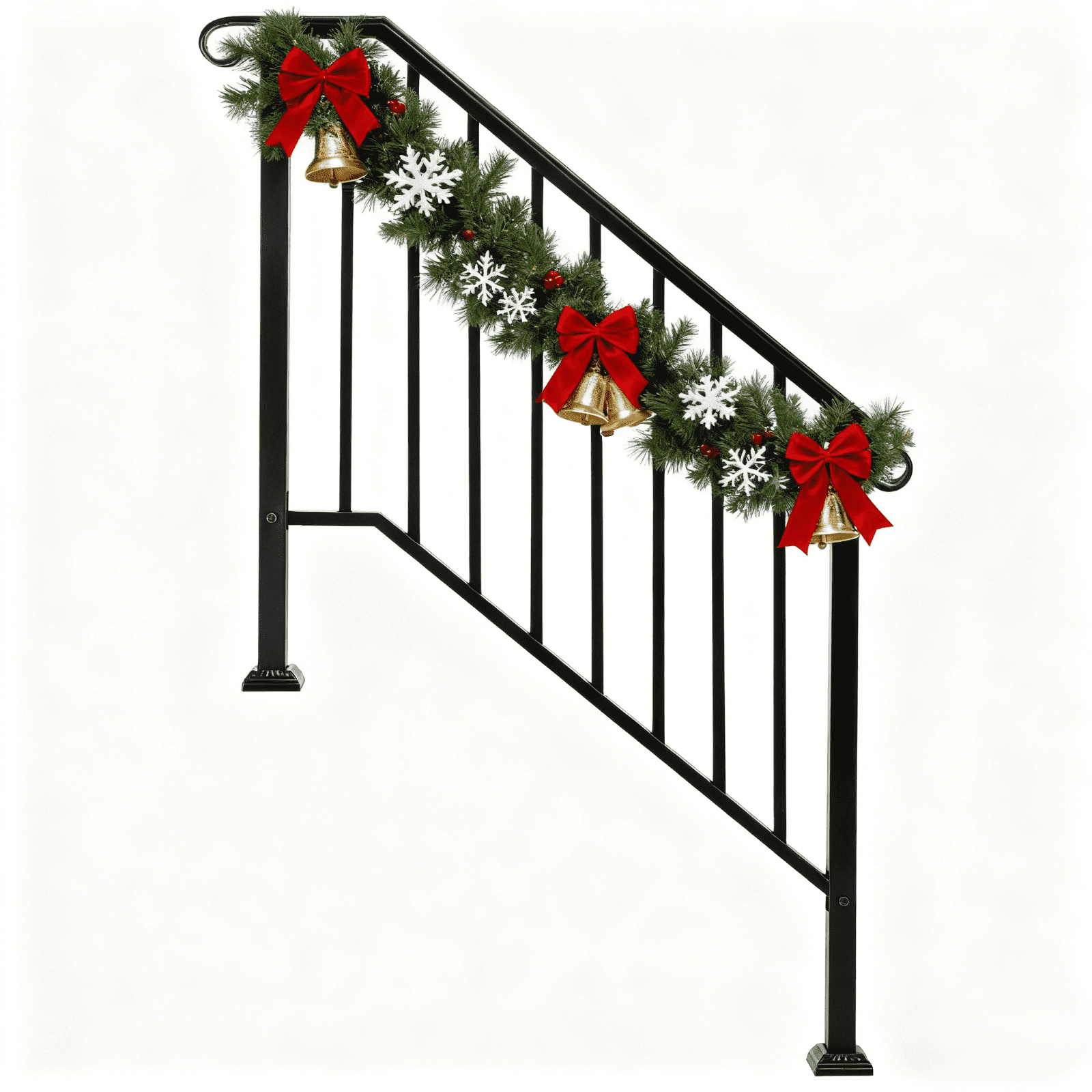 Zimtown Outdoor Galvanized Iron Handrail for 3-4 Steps, Heavy-Duty Rustproof Metal Railing (Matte Black, 1 Pack) 4v39t
