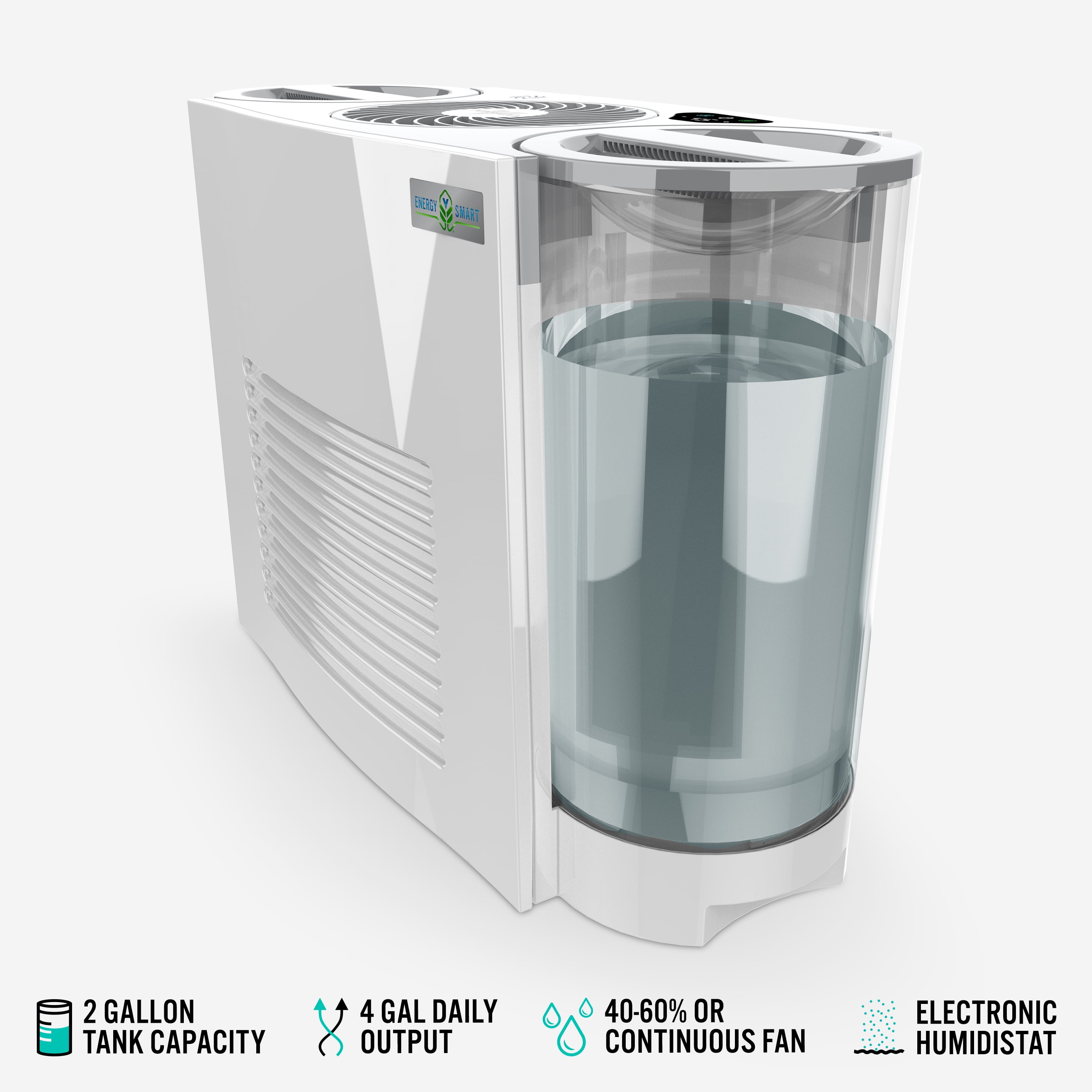 Vornado EVDC500 Energy Smart Evaporative Humidifier with LED Display (White, 2 Gallon) wtq67