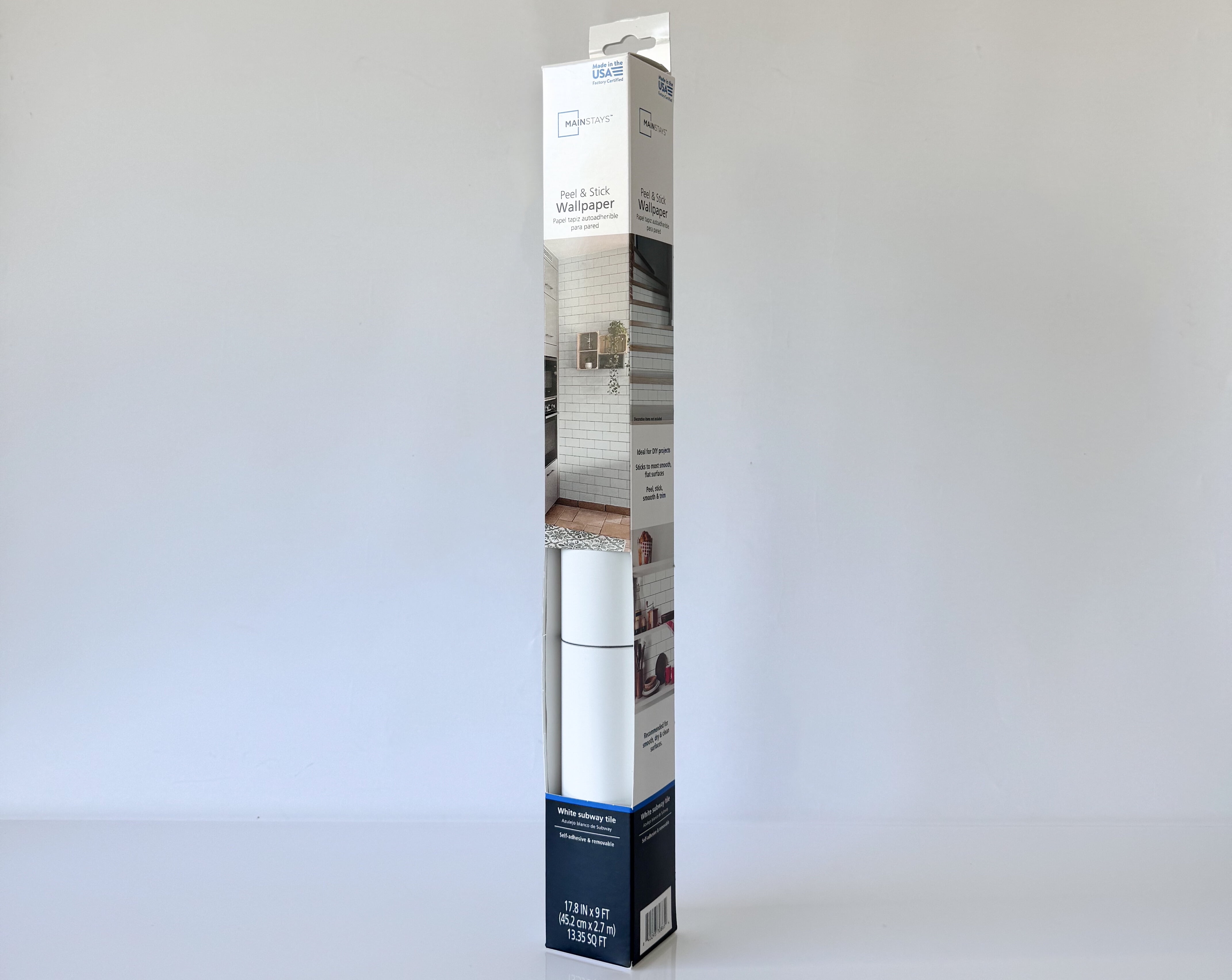 Mainstays White Subway Tile Peel and Stick Wallpaper (White, 13.35 sq ft) 1r0ki