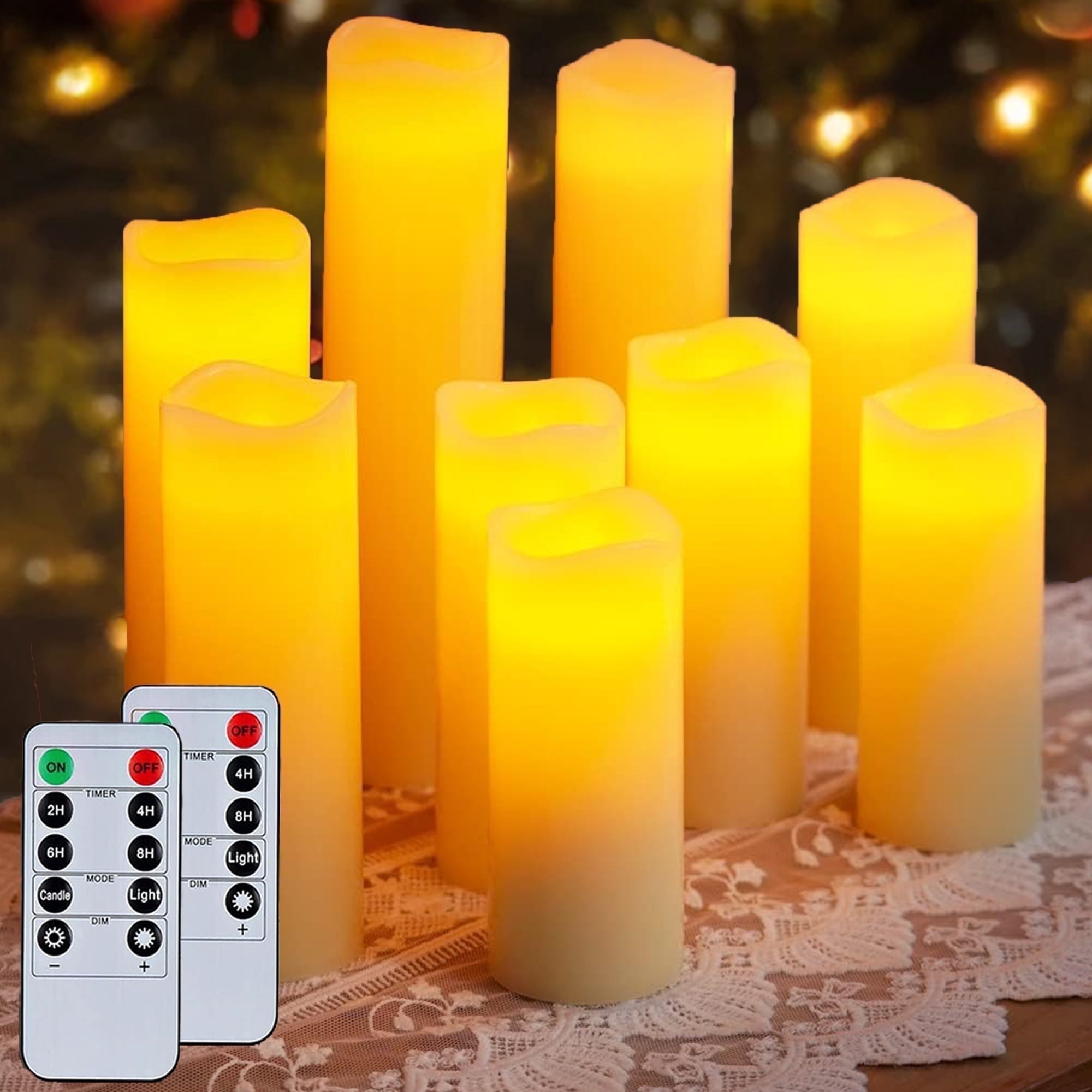 Hidawn Flameless LED Pillar Candles with Remote Control (Ivory, 9 Pack) d4shi