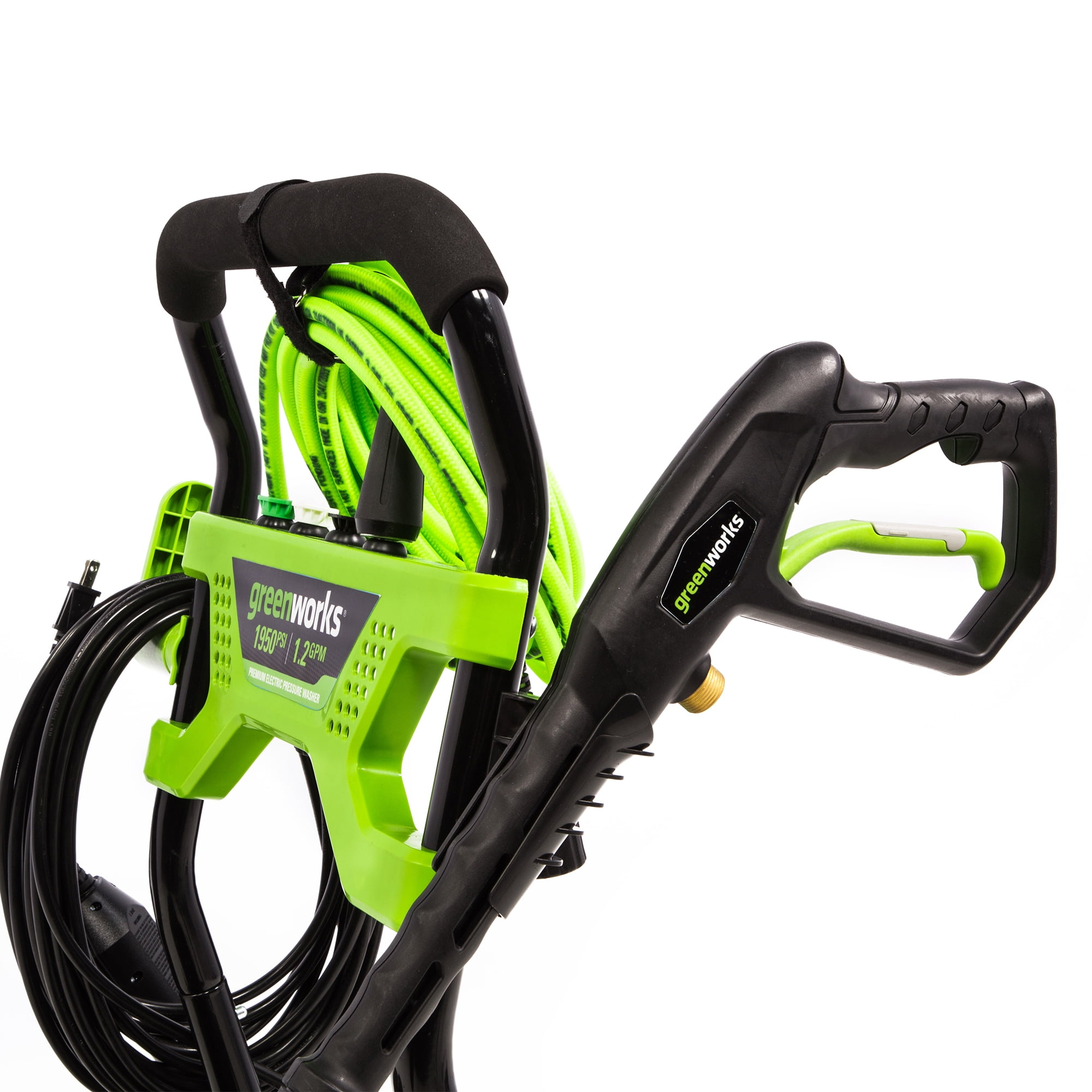 Greenworks 1950-PSI 13 Amp Electric Pressure Washer with 20-ft Hose and 4 Nozzles (Green, 32 lb) 2wlbn