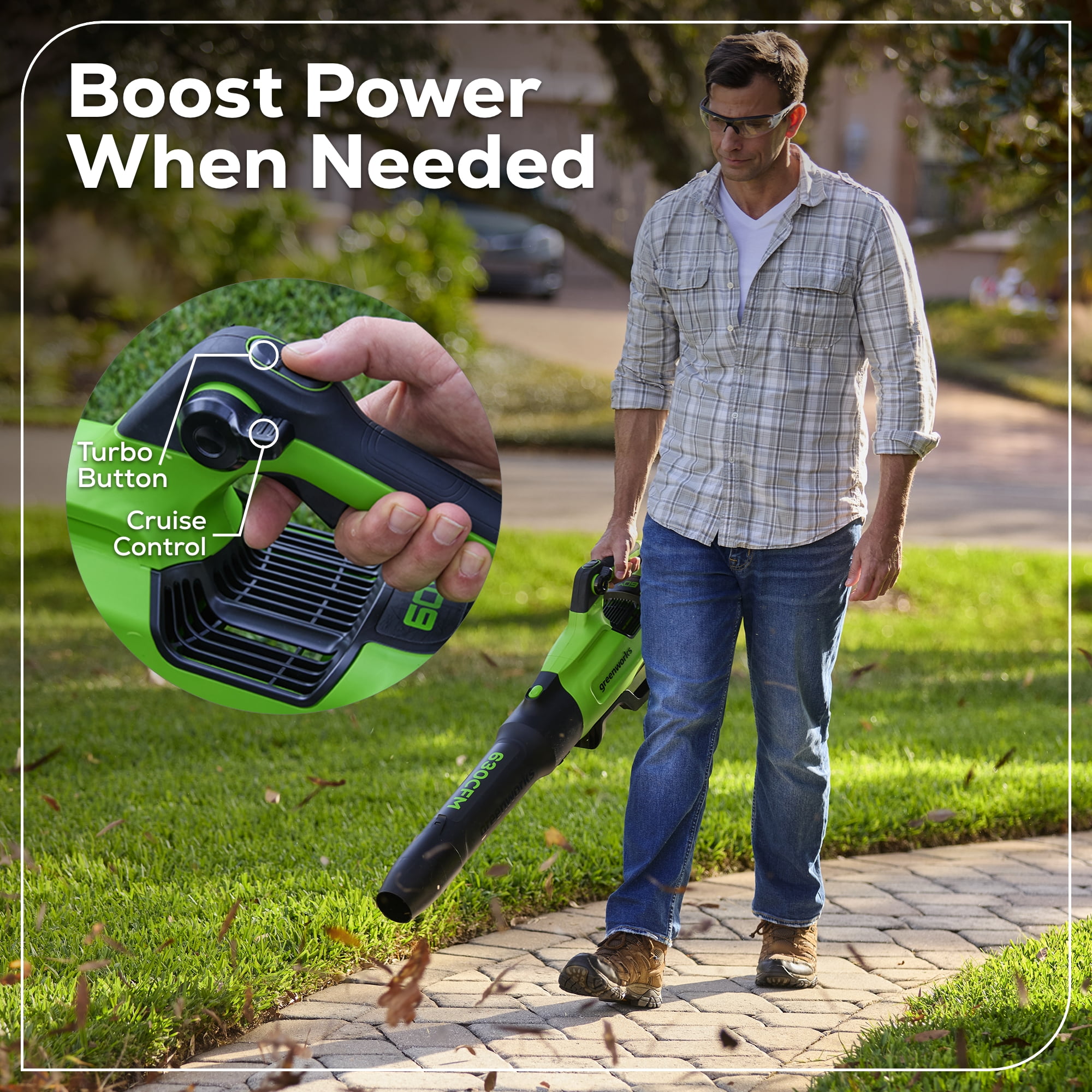 Greenworks 60V Cordless Leaf Blower with 2.5 Ah Battery and 3 Amp Charger (630 CFM, 170 MPH) g6mvj