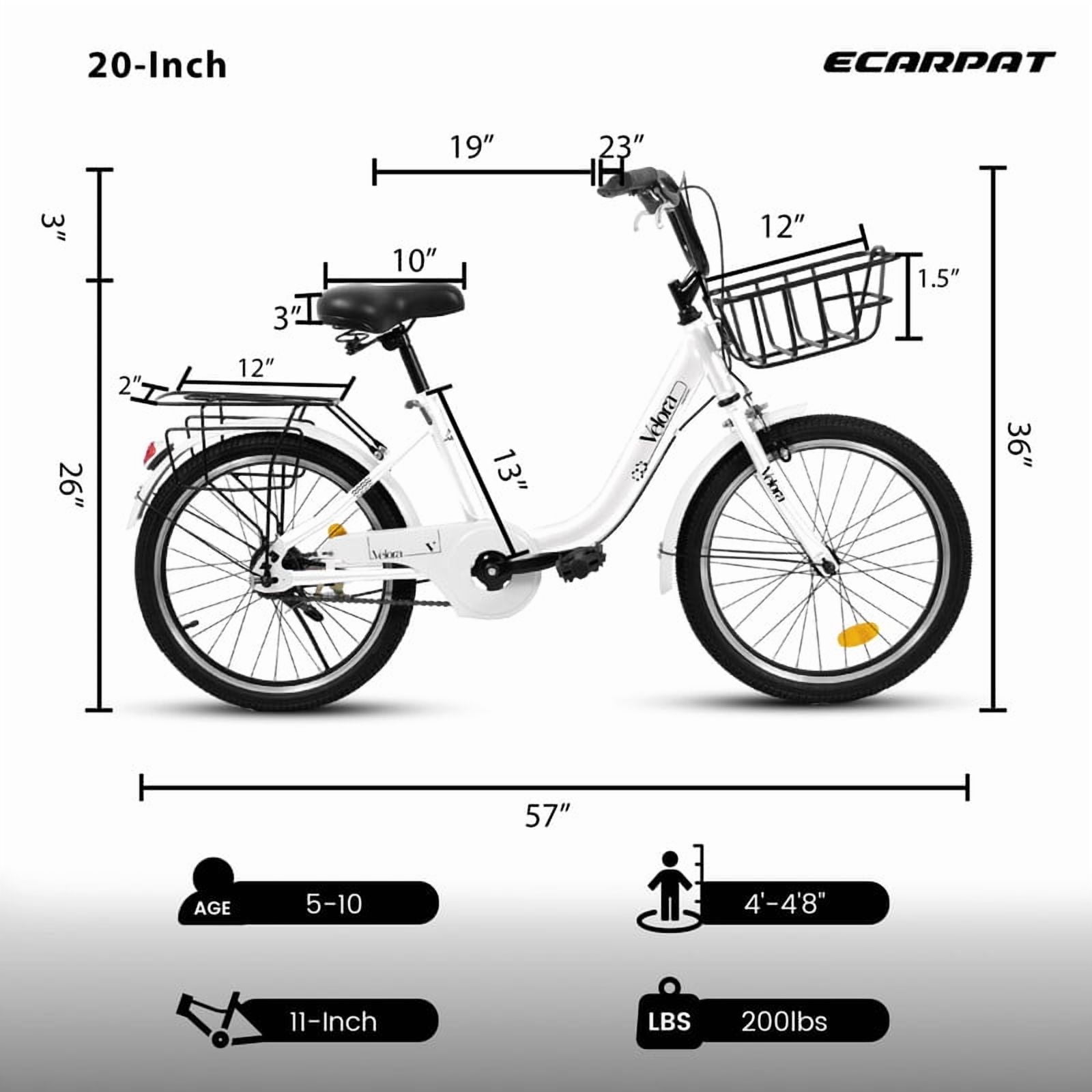 Gundir 20 Inch Kids Bicycle, Lightweight Steel Frame with Dual Braking System and Rear Rack (White, 20 in) ggwd9