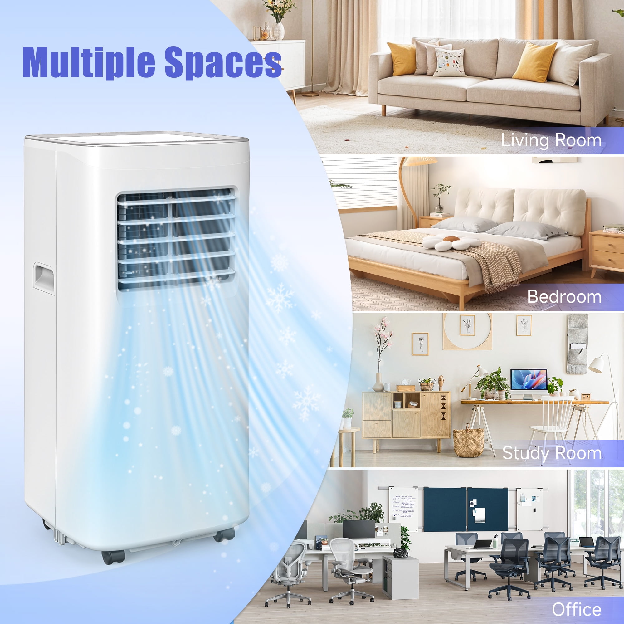 Frostorm 8500 BTU Portable Air Conditioner, 4-in-1 Cooling Fan and Dehumidifier with Remote Control (White, 360 sq. ft. Coverage) rj54d