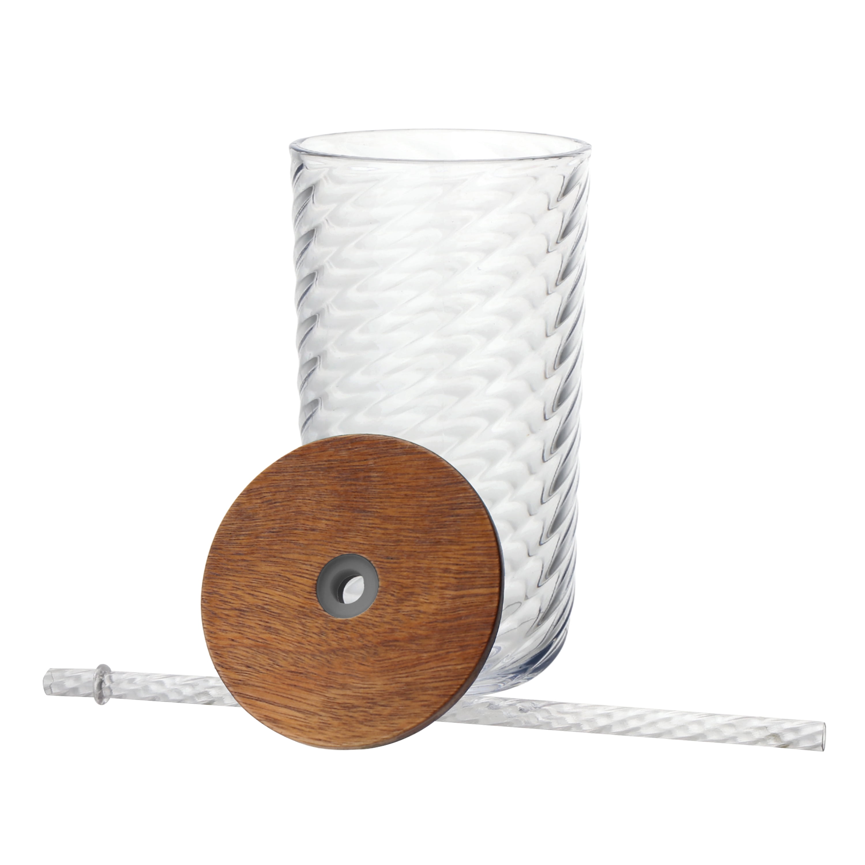 Beautiful Tritan Swirl Texture Sipper Tumbler with Lid and Straw (Clear, 21 fl oz) 9zxbn