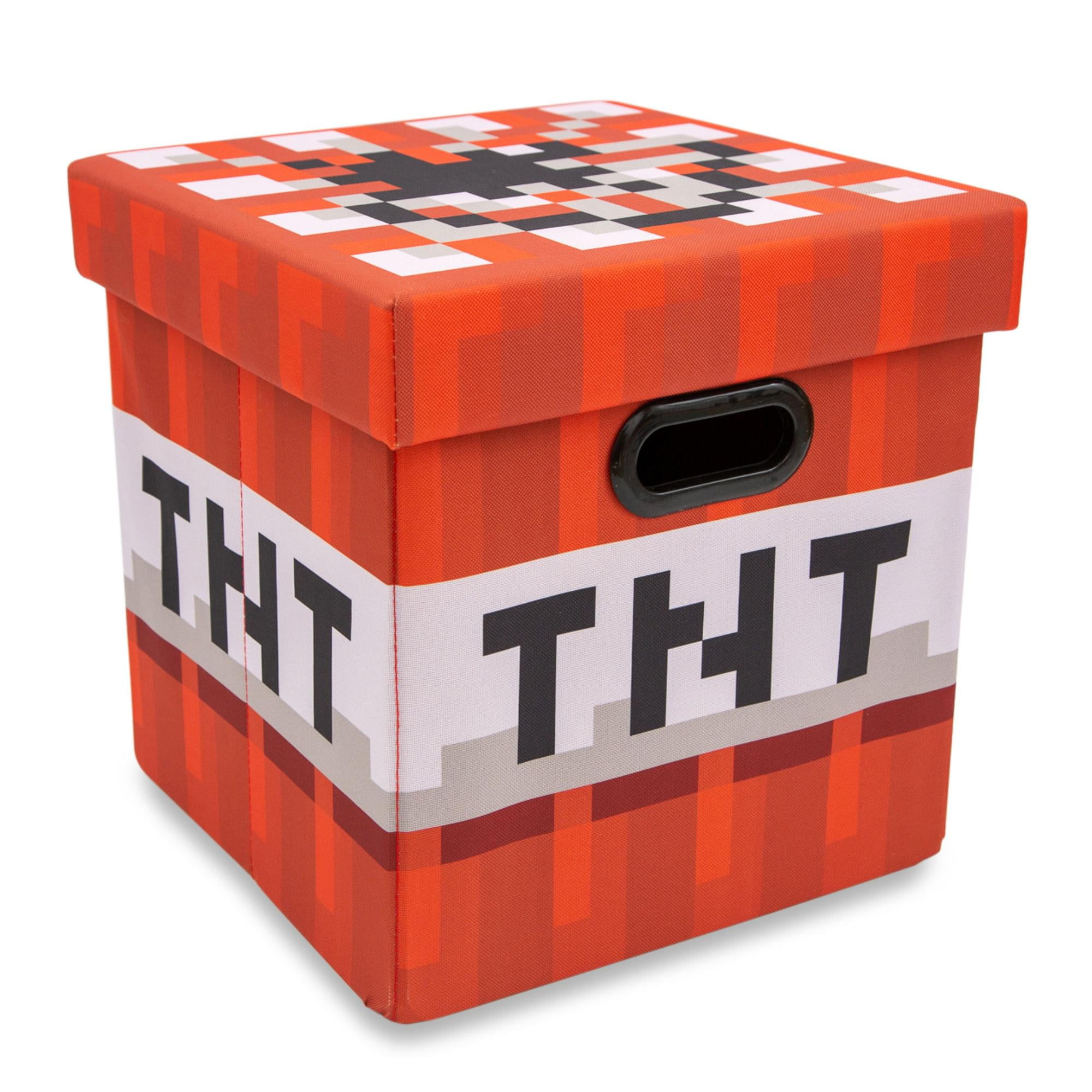 Minecraft TNT Block Fabric Storage Bin Cube Organizer with Lid (Red, 13 in) jqqhy