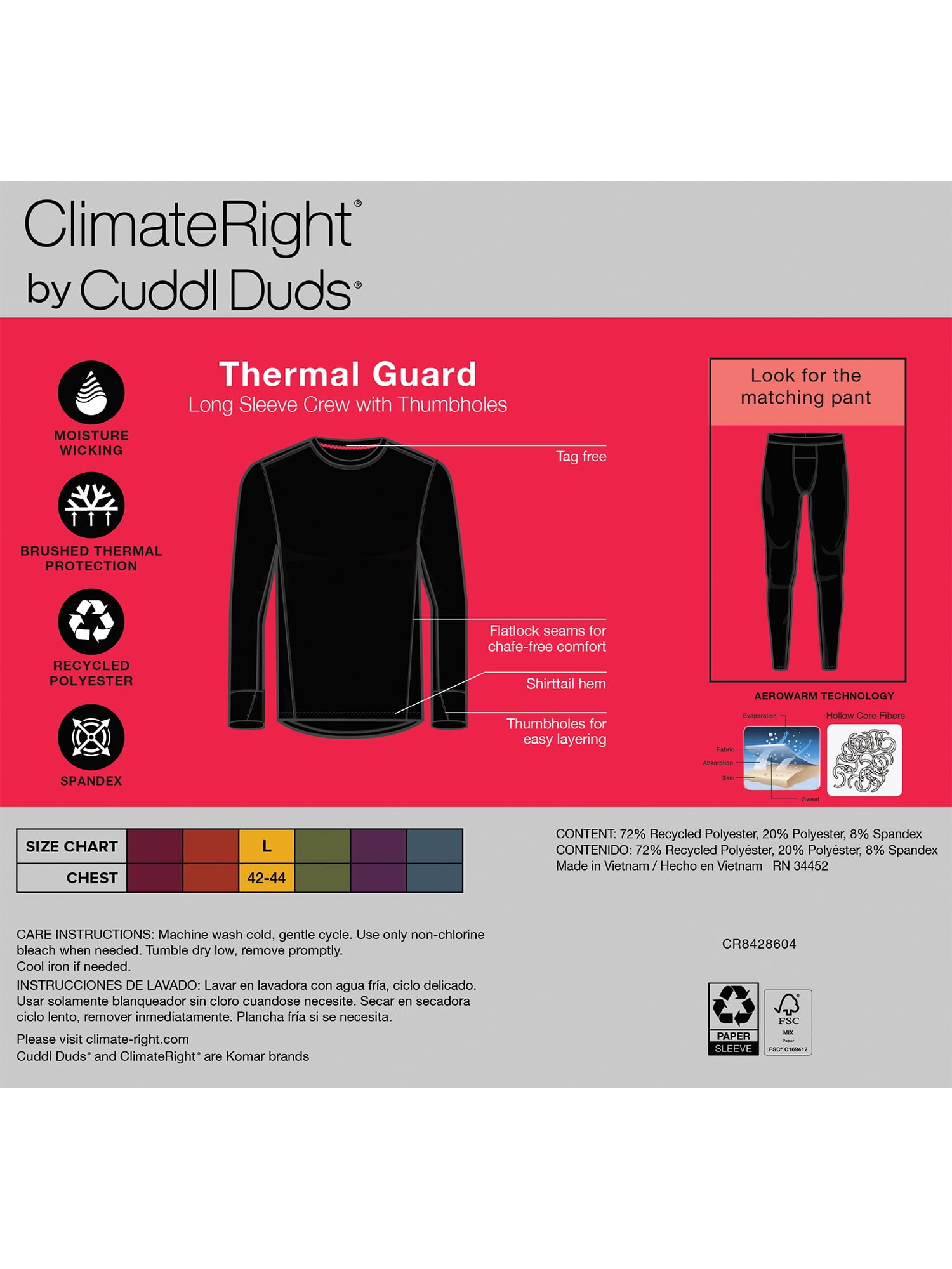 Cuddl Duds Men’s Thermal Guard Long Sleeve Base Layer Crew Neck Top (Black, S-3XL) aj0gf