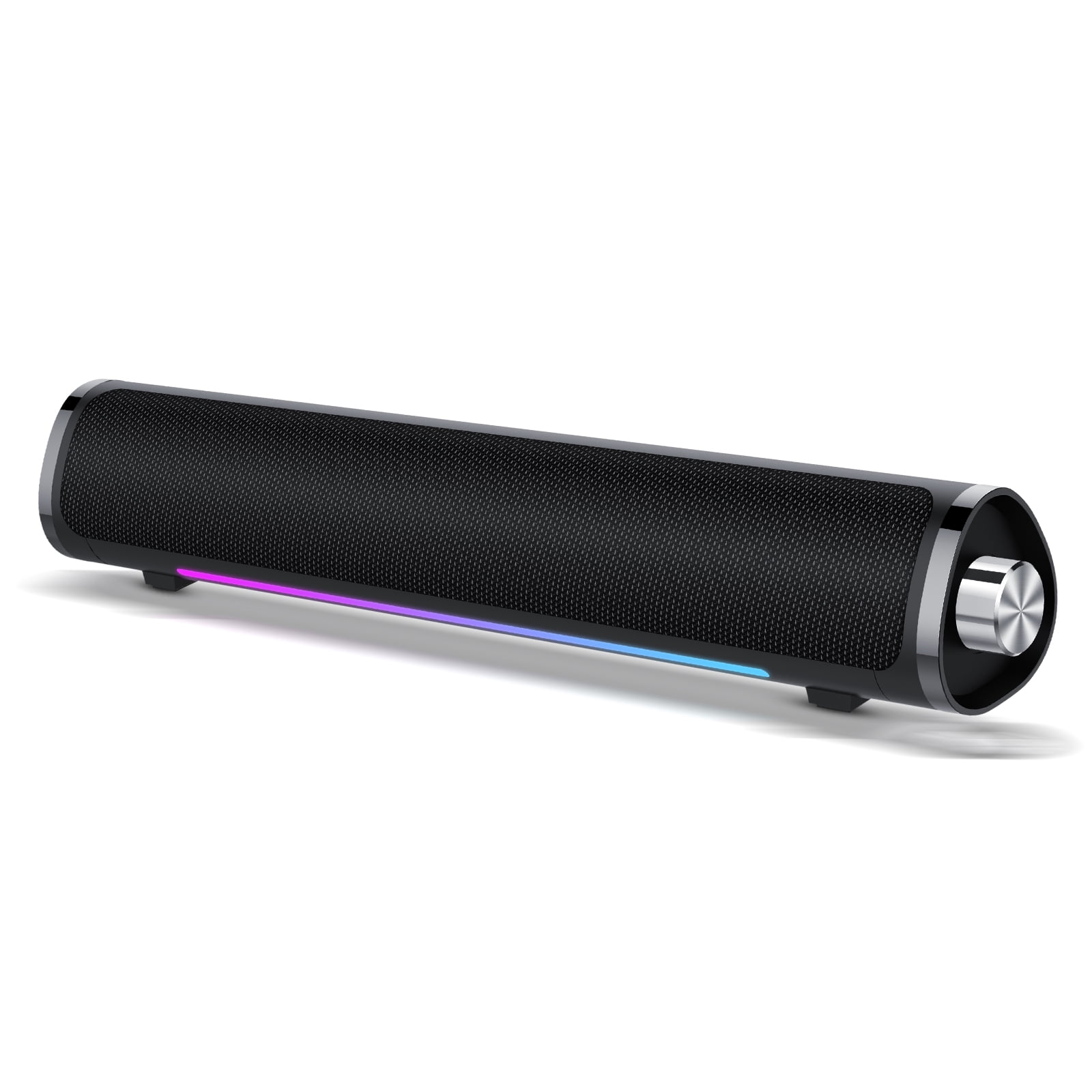 CASCHO Bluetooth Computer Speakers, PC Sound Bar with Deep Bass, USB Powered Desktop Monitor Speaker with RGB LED Lights (Black) ku738