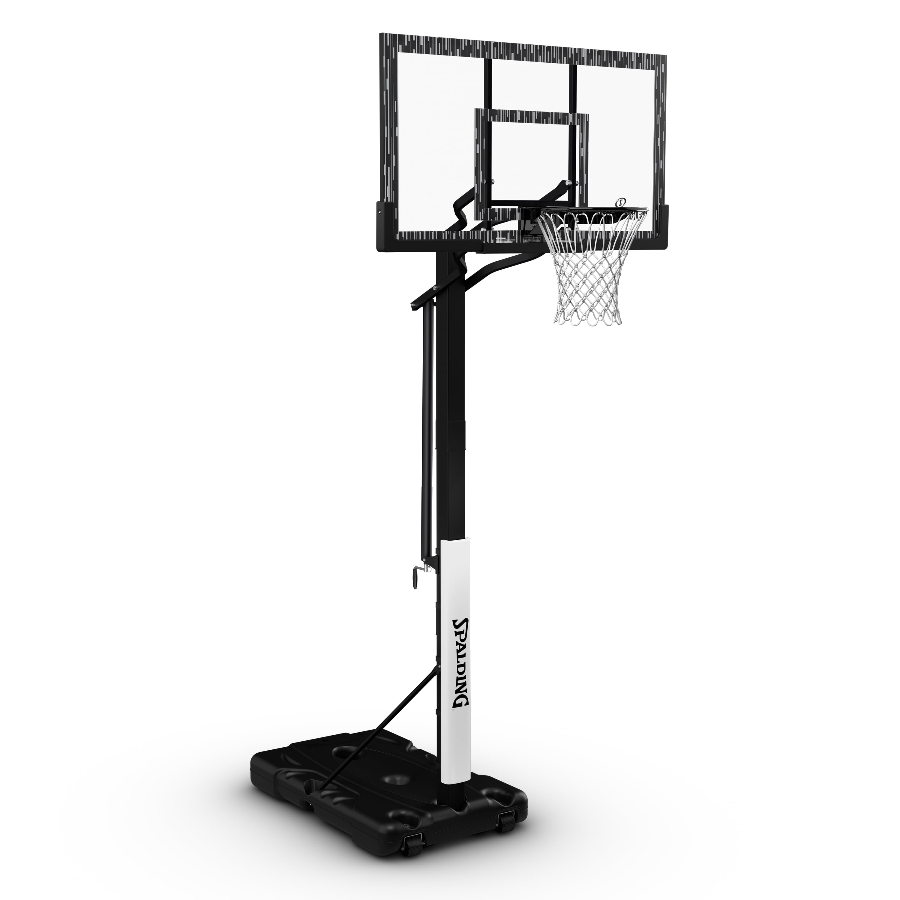 Spalding 60-Inch Portable Basketball Hoop System with Acrylic Backboard and Adjustable Height (Black/White, 60 in) b5ysn