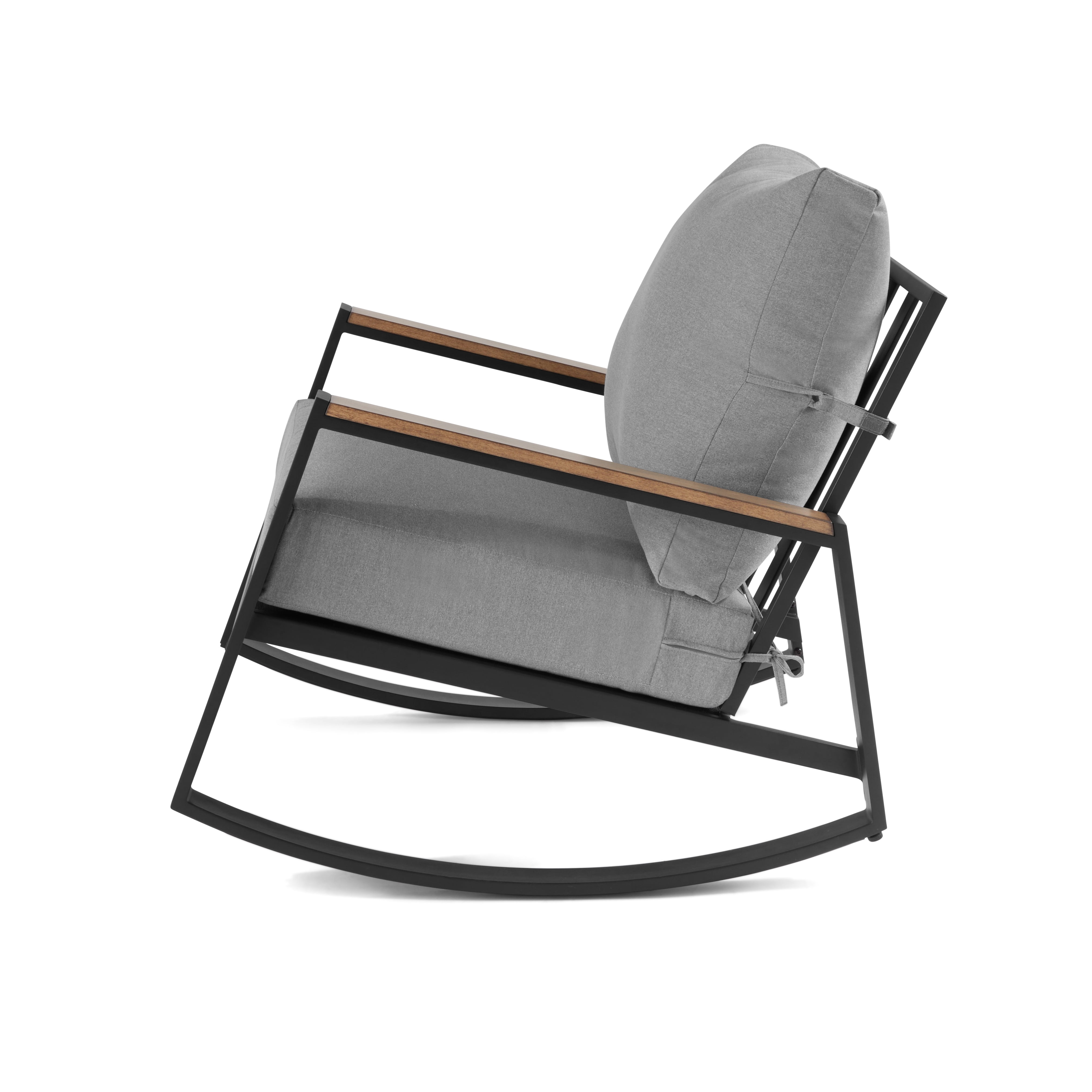 Better Homes & Gardens Marlow Outdoor Patio Rocking Chairs (Black Frame/Gray Cushion, 2-Pack) 2lx7x