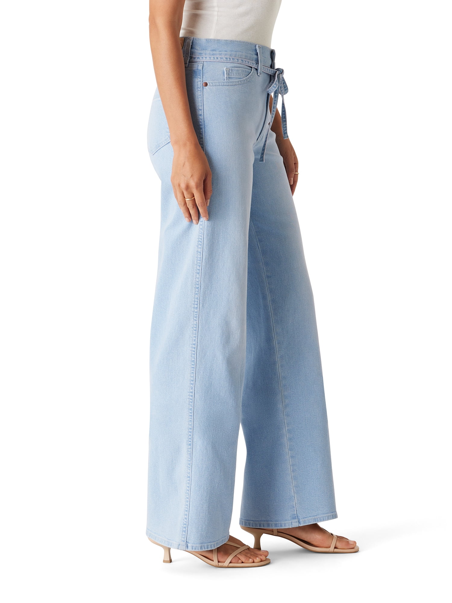 Levi Strauss Signature Women's Vintage Belted Wide Leg Denim Jeans (Blue, Size 8) mdjxn