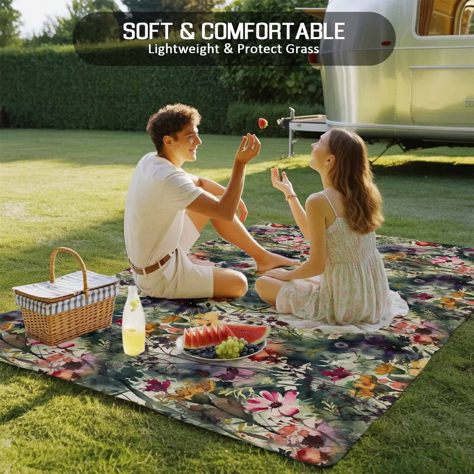 LBCASA Outdoor Rug Floral Watercolor Washable Area Carpet for Patio Deck and RV (Green, 5 ft x 7 ft) n3x34