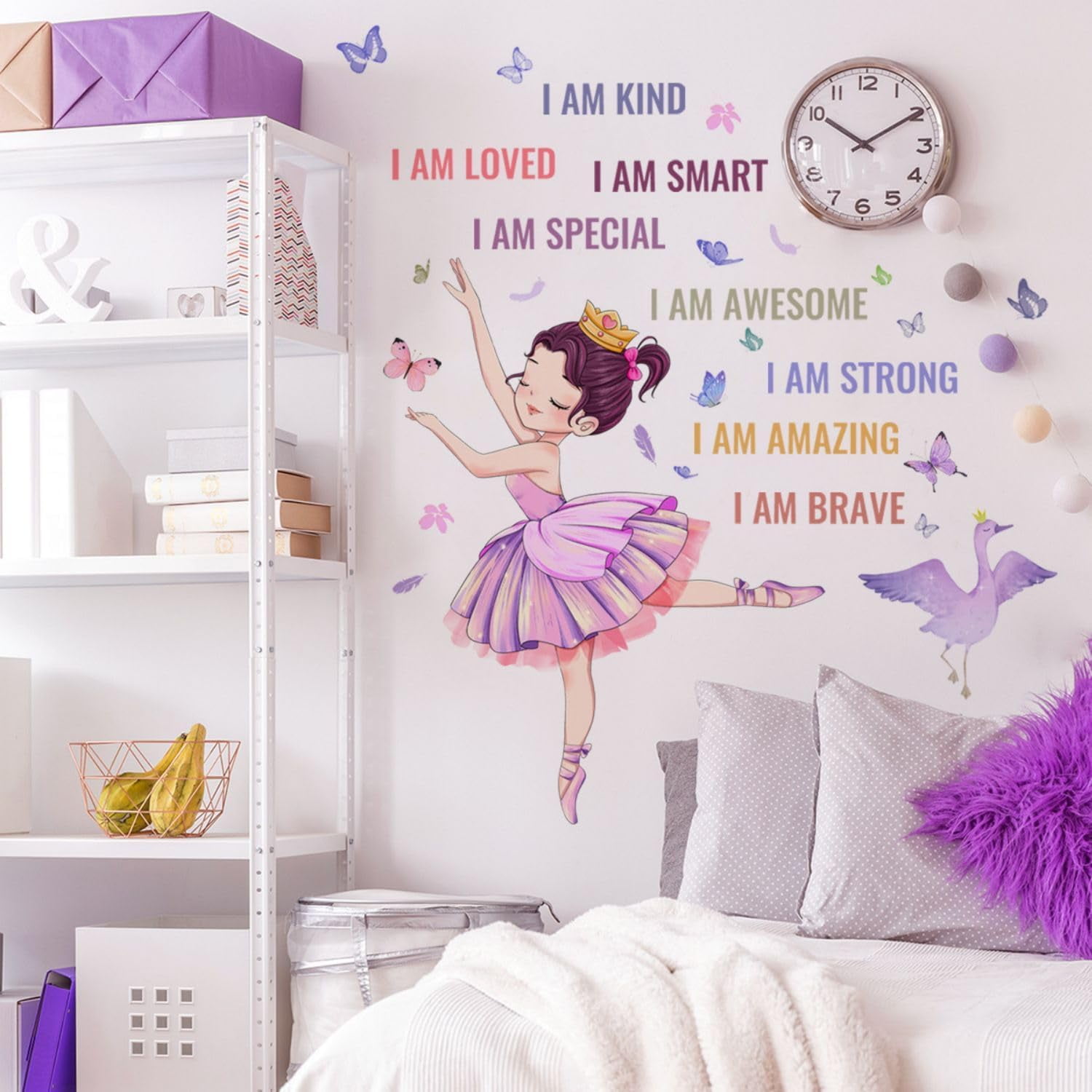 Phogary Ballet Girls Wall Decals Inspirational Princess Bedroom Decor (11.8 in x 35.4 in) hifnl