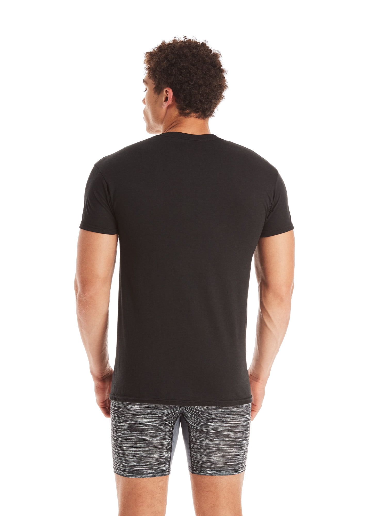 Hanes Men's Comfort Fit Undershirt, Ultra Soft Cotton Blend Crew Neck, Moisture-Wicking (Black/Grey, 3-Pack, M) q1lhf