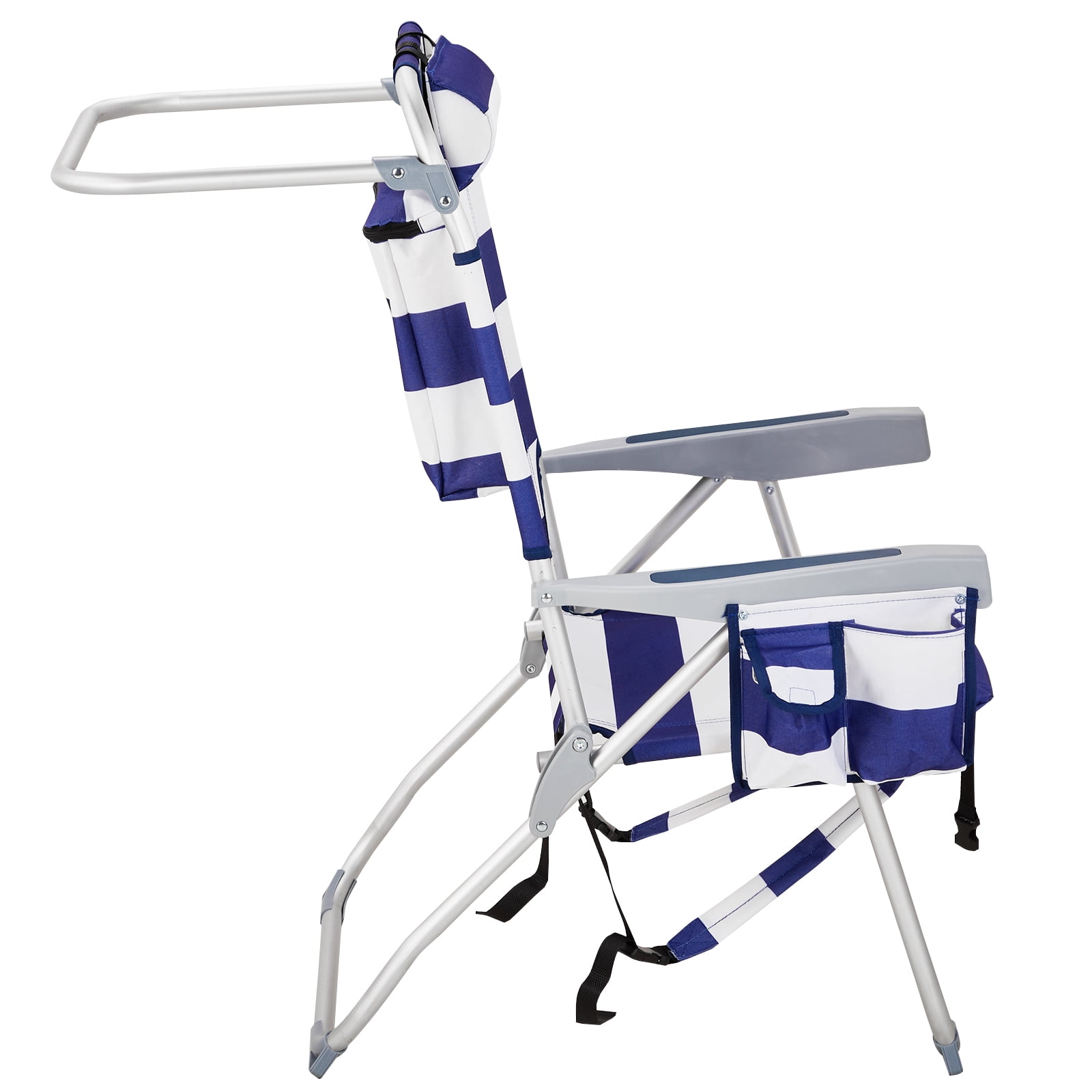 sluting Heightened Oxford Beach Chair with Adjustable Backrest (Blue Stripes, 24.8 in x 27.6 in x 39 in) 7tv28