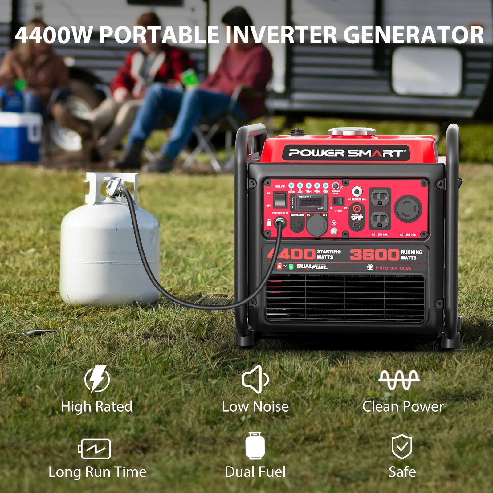 PowerSmart 4400-Watt Dual Fuel Portable Generator with CO Sentry (Gas/Propane, 20.3 fl oz Oil Capacity) thdwg