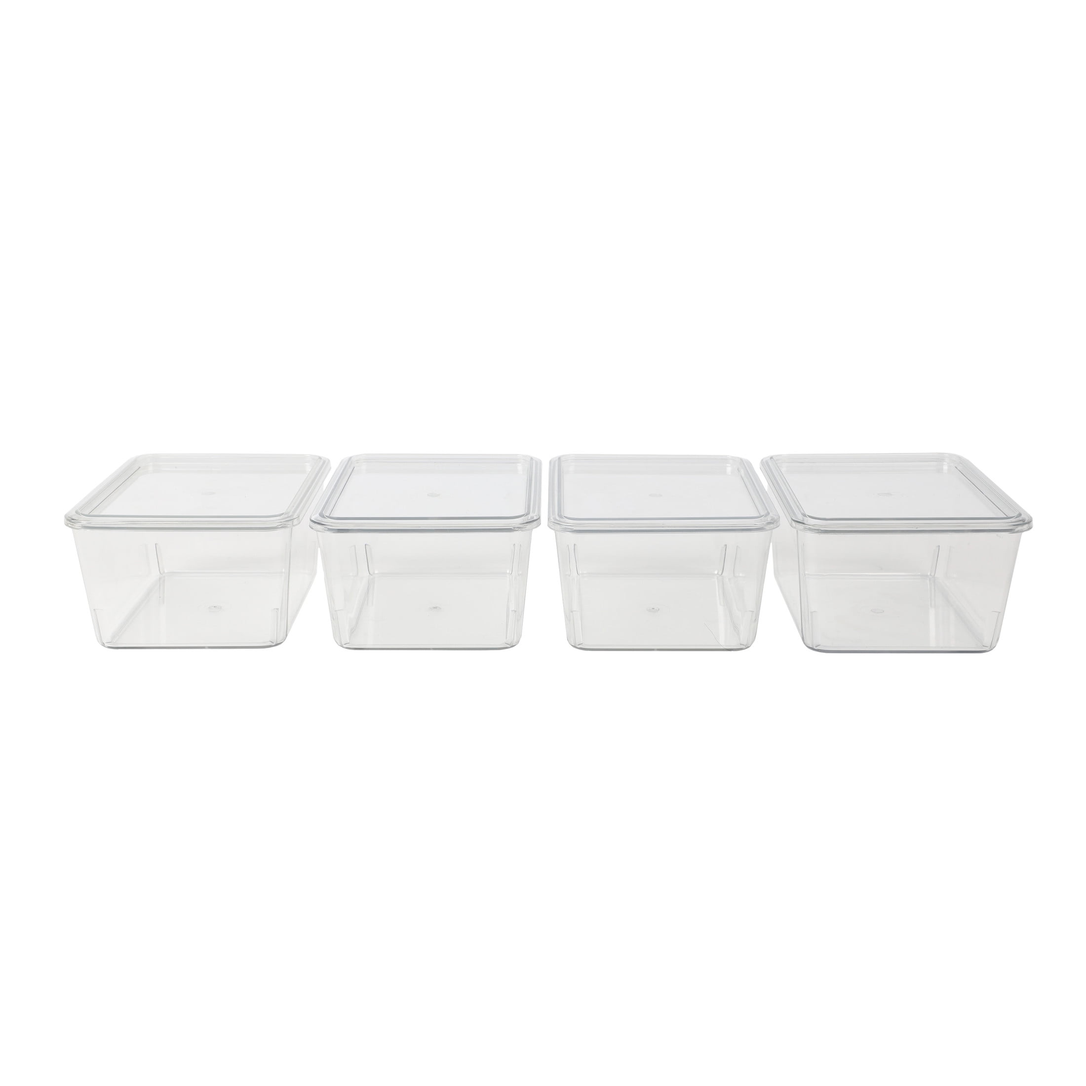Martha Stewart Brody Stackable Plastic Storage Box with Lids for Office Desktop Organization (Clear, 4 Pack, 6.75 in x 5 in x 3.25 in) 4kb66