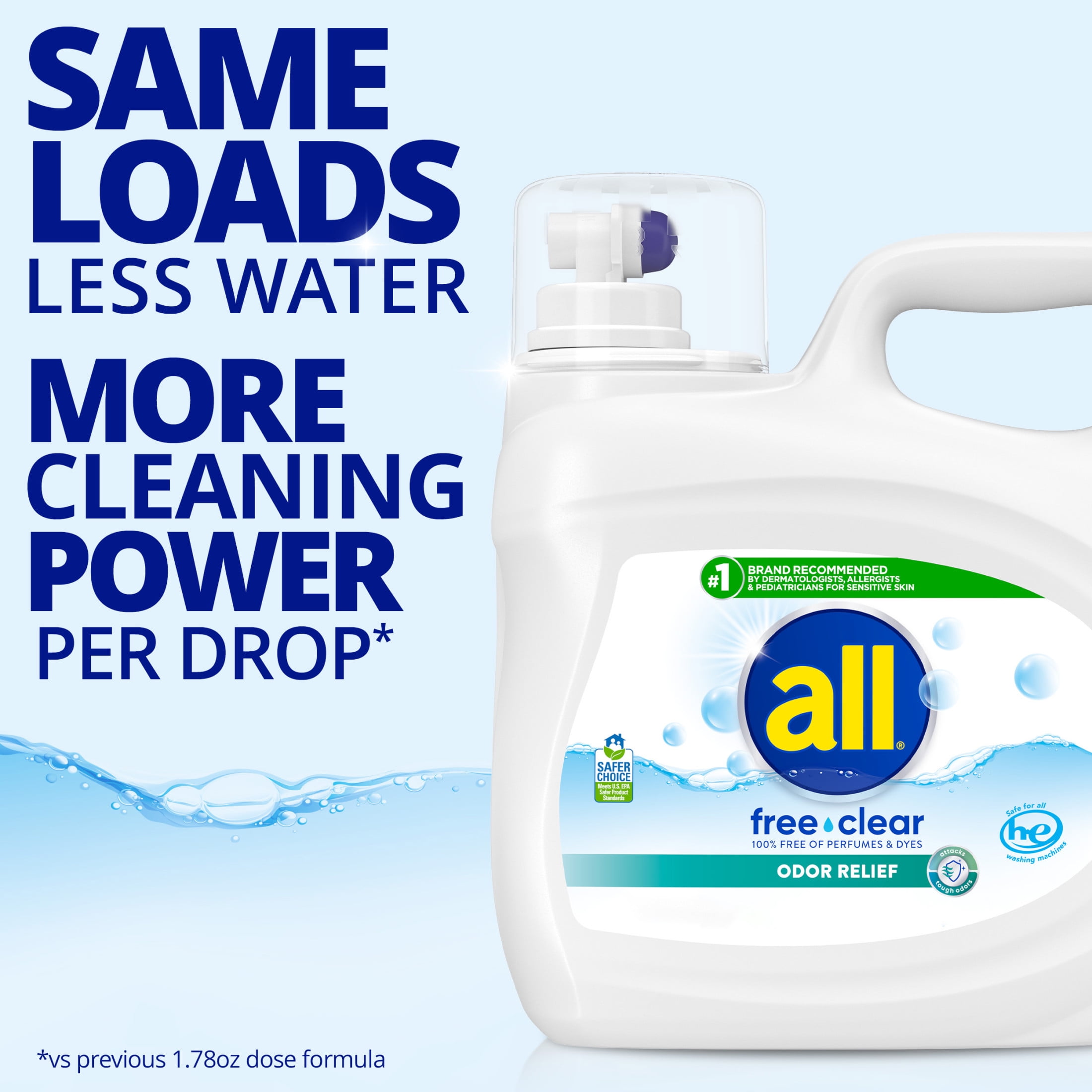 all Free Clear Liquid Laundry Detergent, Odor Relief for Sensitive Skin (Clear, 118 oz) nrke5