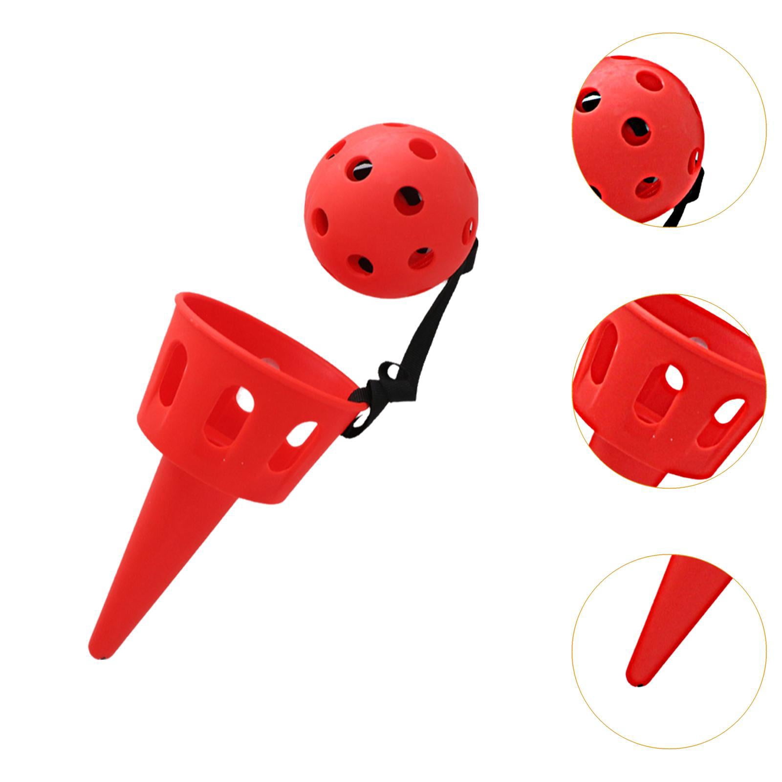 HILABEE Catching Ball Game Launcher Set, Interactive Outdoor Backyard Toy for Kids and Adults (Red, 6.5 in) ty3tb