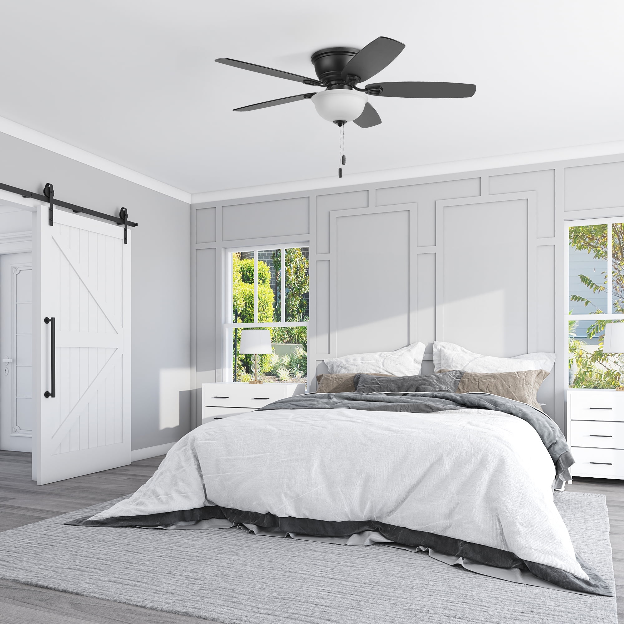 Honeywell Rockford 52 in Traditional Indoor Ceiling Fan with Light, Reversible Motor (Black, 52 in) 205xn