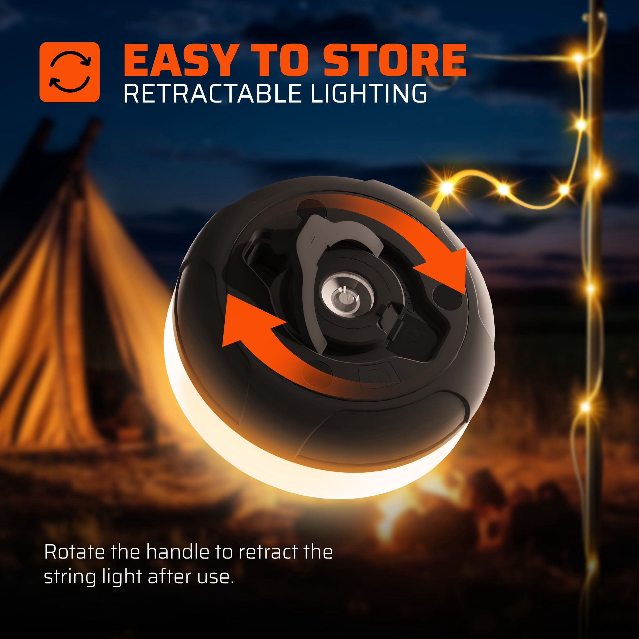 Roamcraft Portable LED Camping String Light with Power Bank (32 ft, 250 Lumens) 81nm6