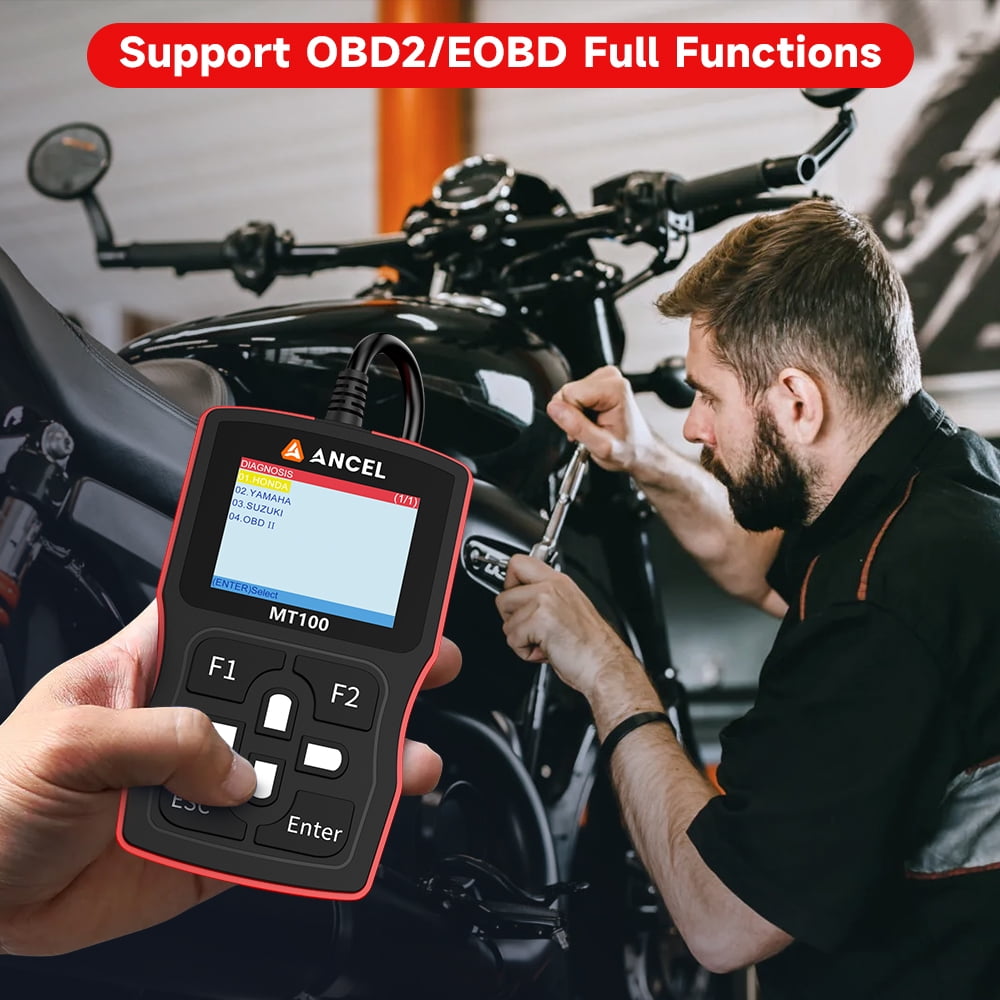 ANCEL MT100 Motorcycle Diagnostic Scan Tool OBD2 Code Reader (Clear, 1 Pack) q32gt