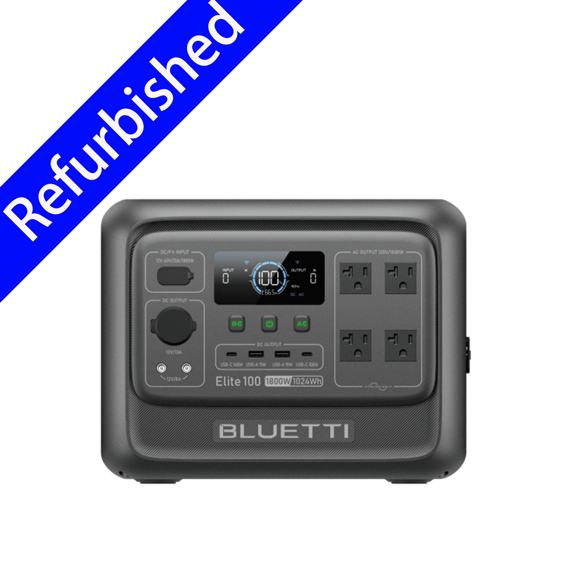 BLUETTI Elite 100 V2 Portable Solar Generator, 1800W AC Output, 1024Wh LFP Battery Backup (Refurbished, 25 lb) bpl8t