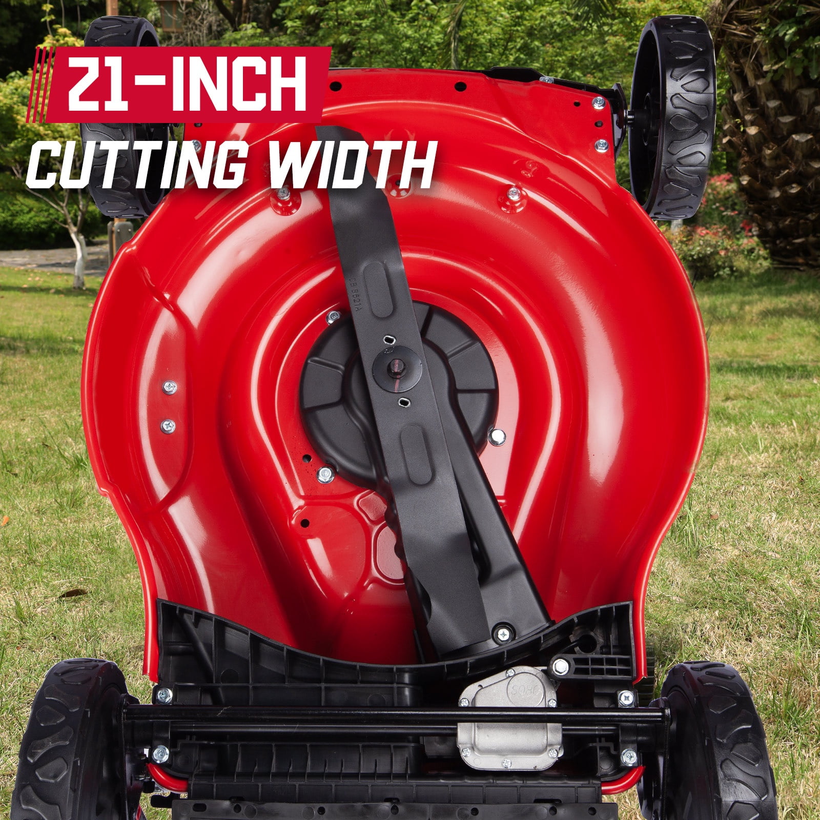 PowerSmart 21-in 140cc Gas Powered Push Lawn Mower, 2-in-1 Mulching and Bagging (Black, 21-in Deck) pvpyl