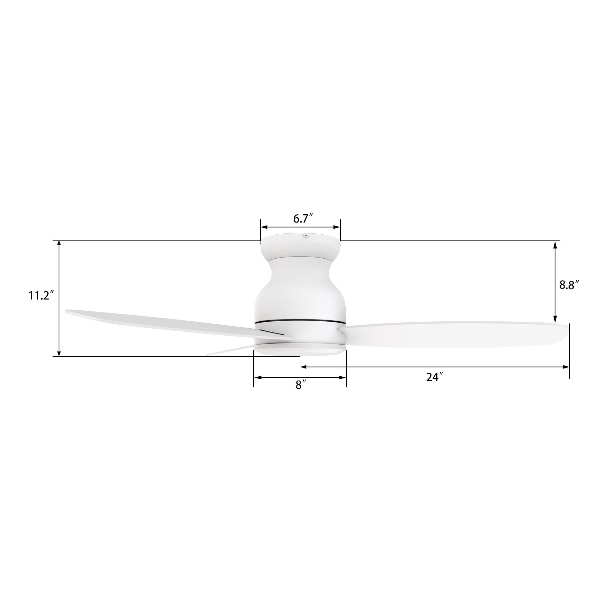 Smaair 48 in Low Profile Indoor Flush Mount Ceiling Fan with Remote Control (No Lights, 10-Speed) c2m94