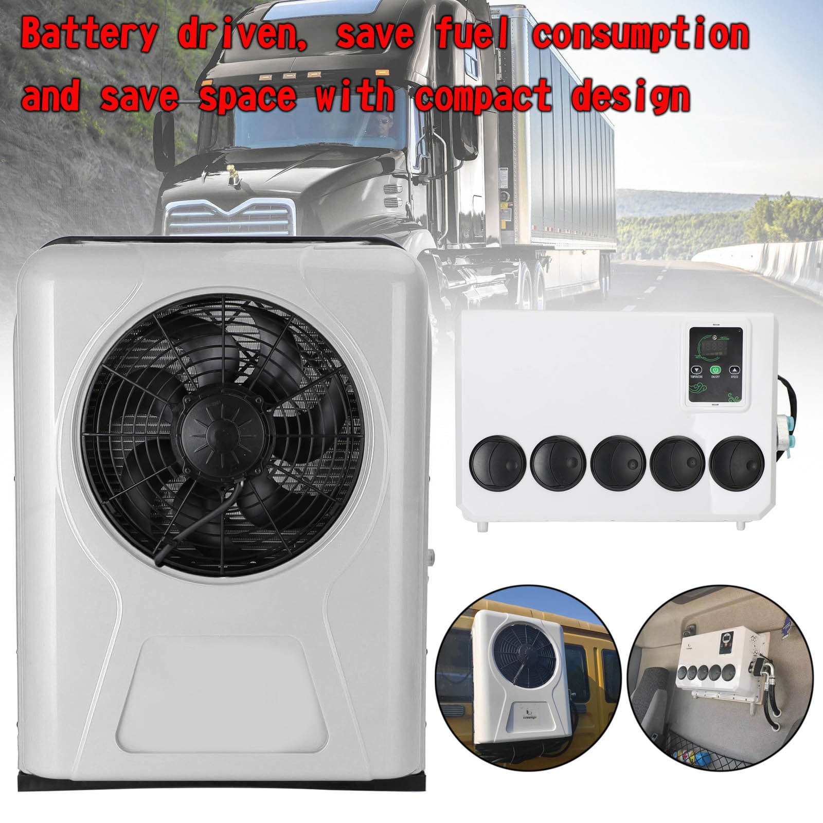 Mad Hornets 12V 12000 BTU Split Air Conditioner System for Semi Trucks RVs and Caravans (12000 BTU) 5pfdl