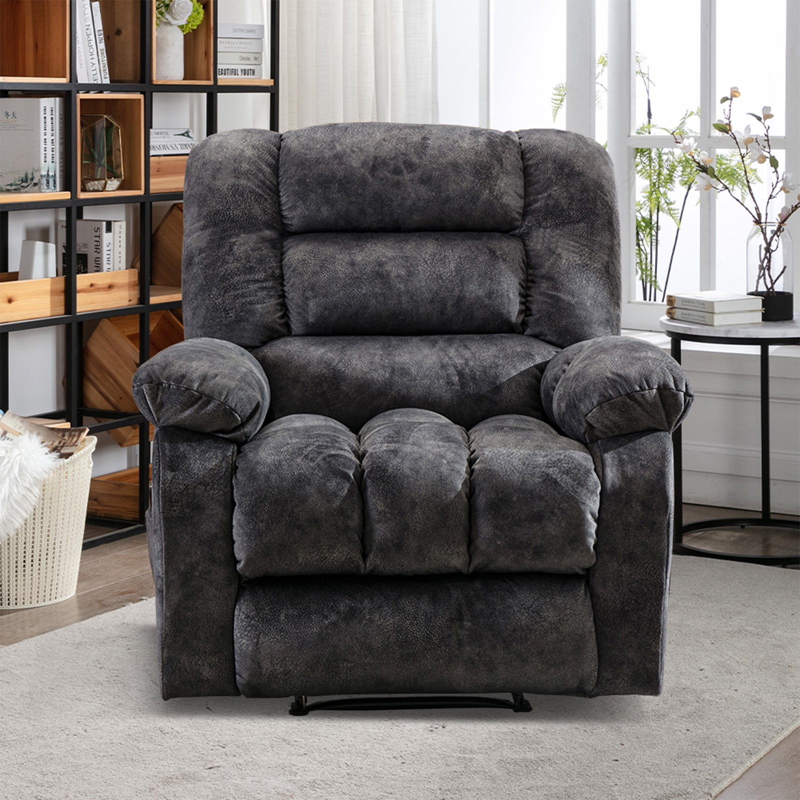 Ebello Massage Recliner Chair with Heat and Vibration, Ergonomic Manual Reclining Chair for Living Room (Dark Gray, 36 in) 0a0aq